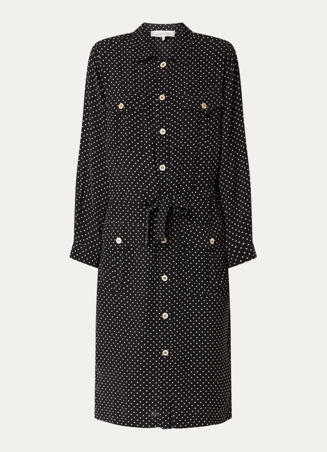 Gerard Darel Ruzena midi blousejurk met print en borstzak - voorkant 3 zwart