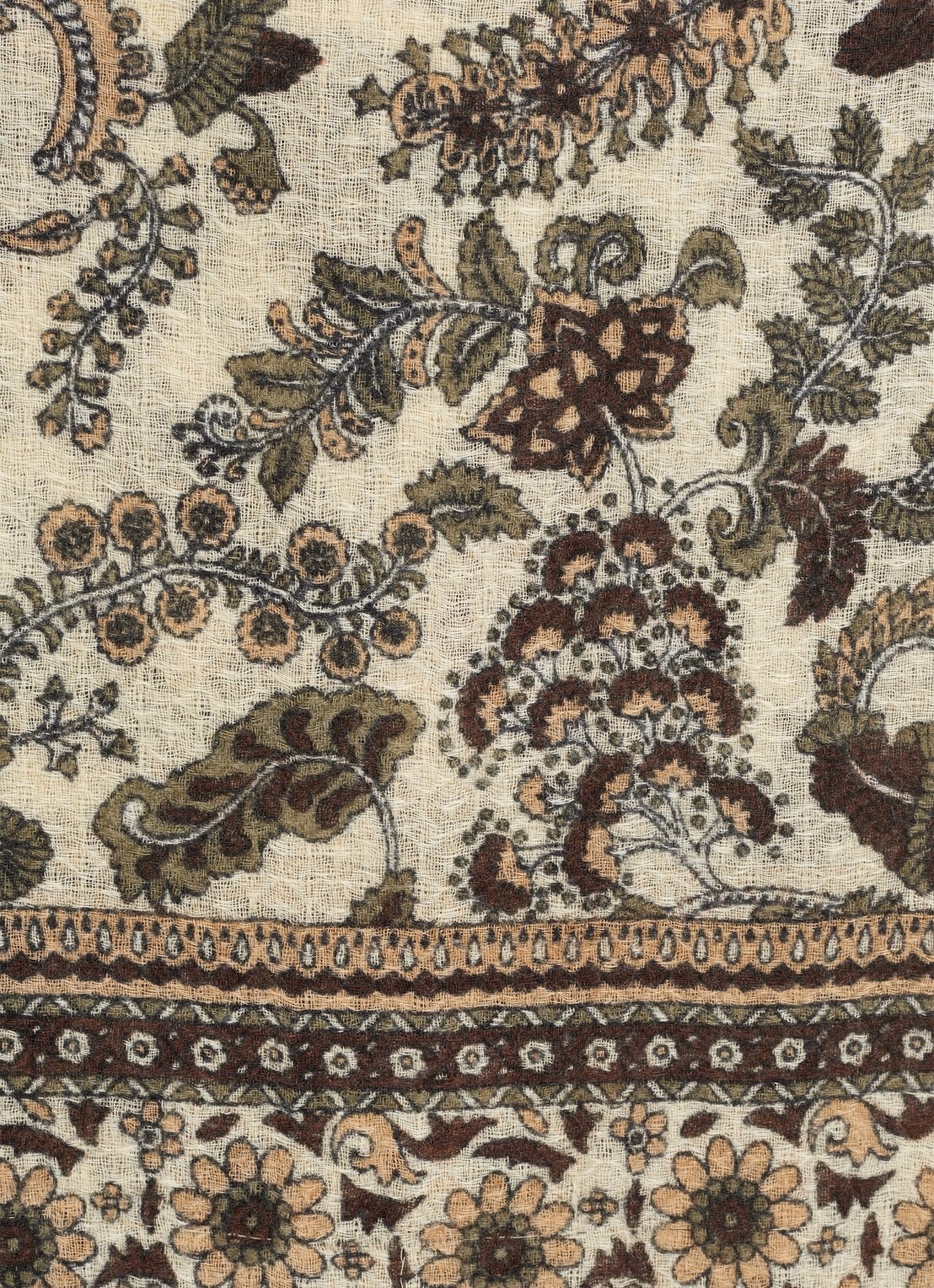 Gerard Darel Sandie sjaal van wol en zijde met bloemenprint - detail 3 gebroken wit