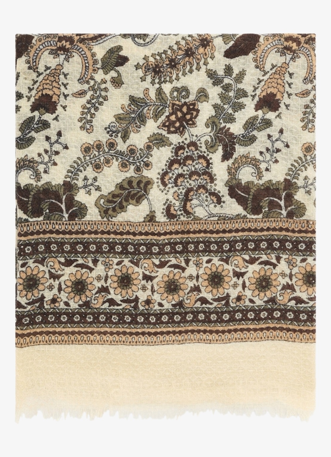 Gerard Darel Sandie sjaal van wol en zijde met bloemenprint - voorkant gebroken wit
