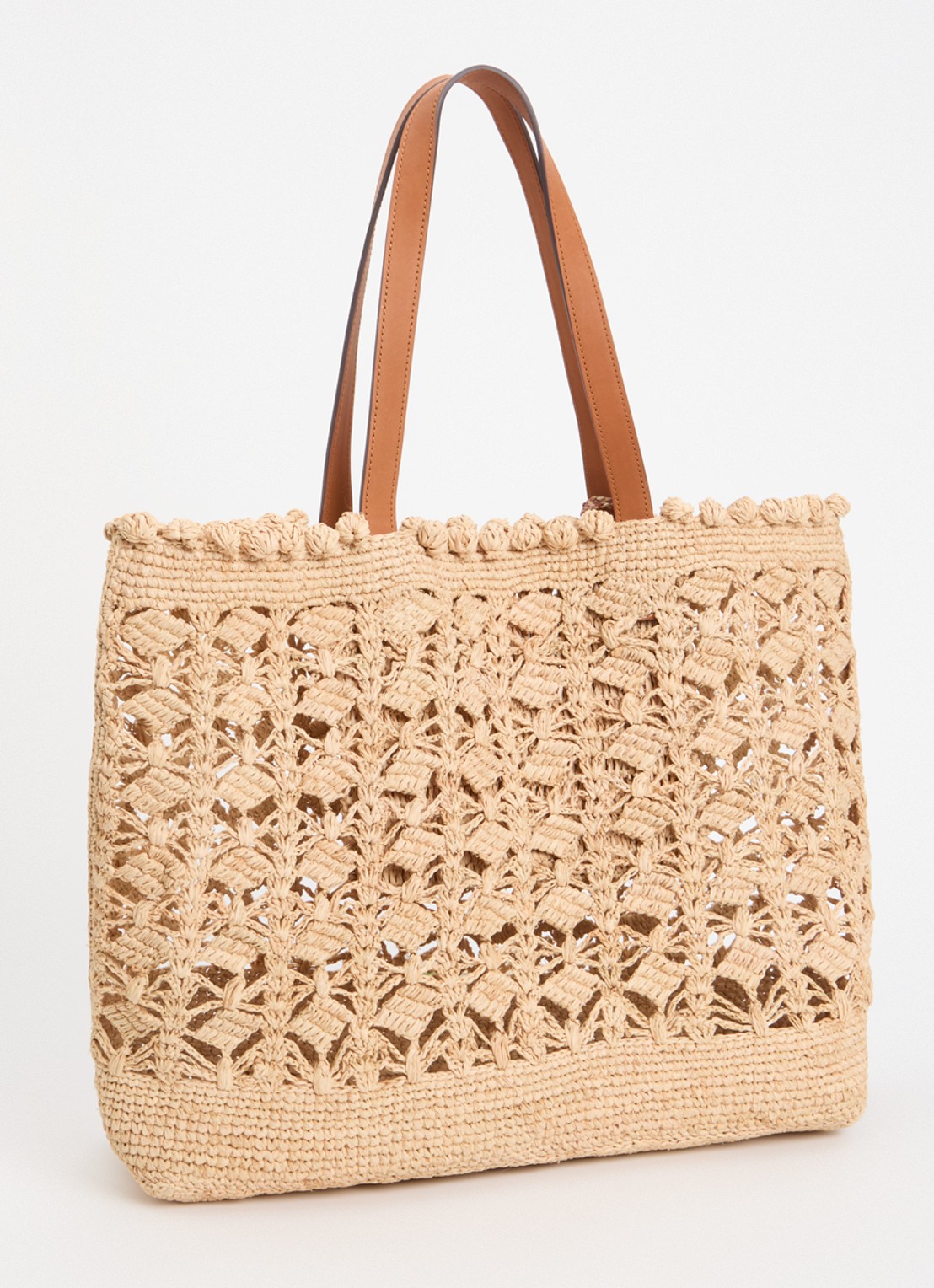 Gerard Darel Sandra Raffia schoudertas van stro met leren details - achterkant 2 beige