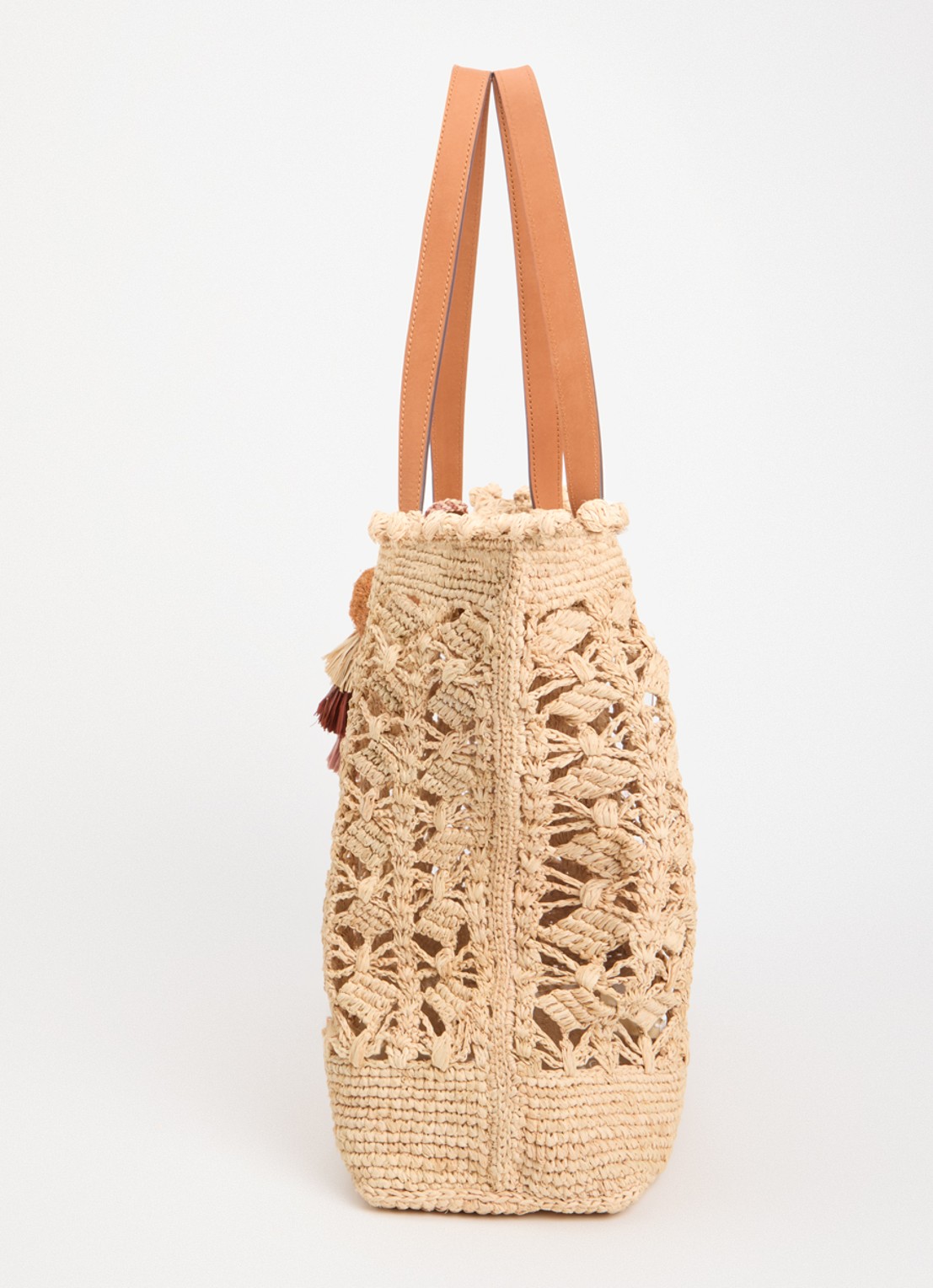 Gerard Darel Sandra Raffia schoudertas van stro met leren details - detail 4 beige