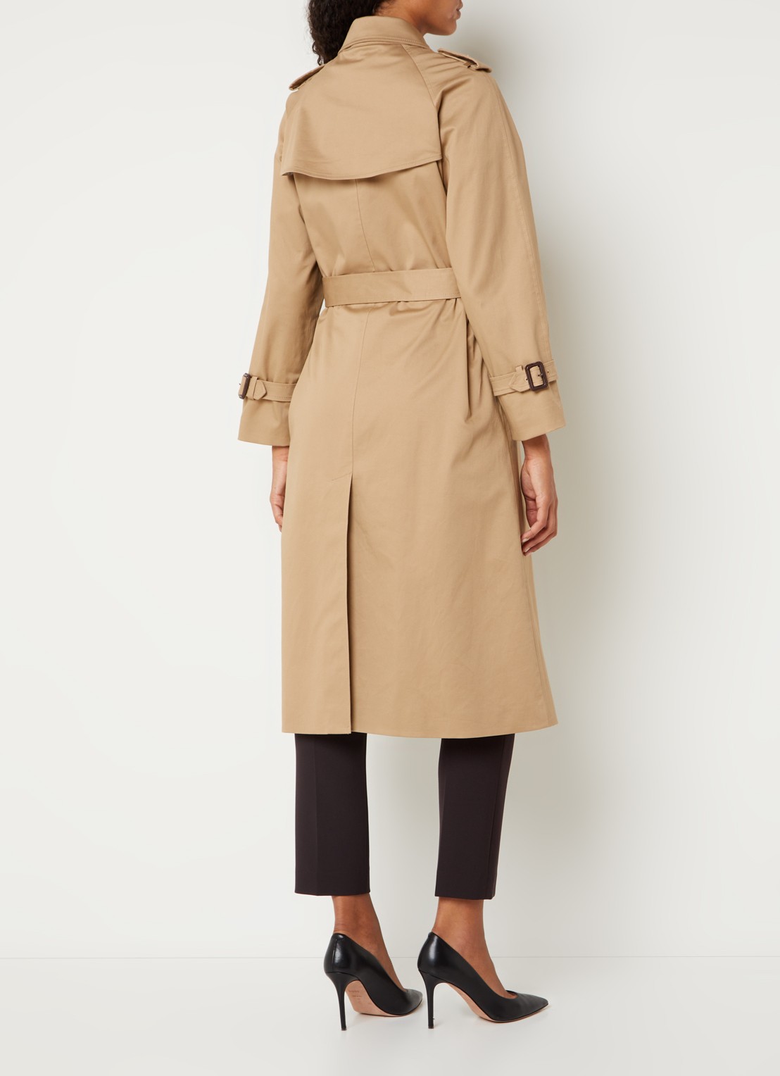 Gerard Darel Serge double-breasted trenchcoat met ceintuur - achterkant camel