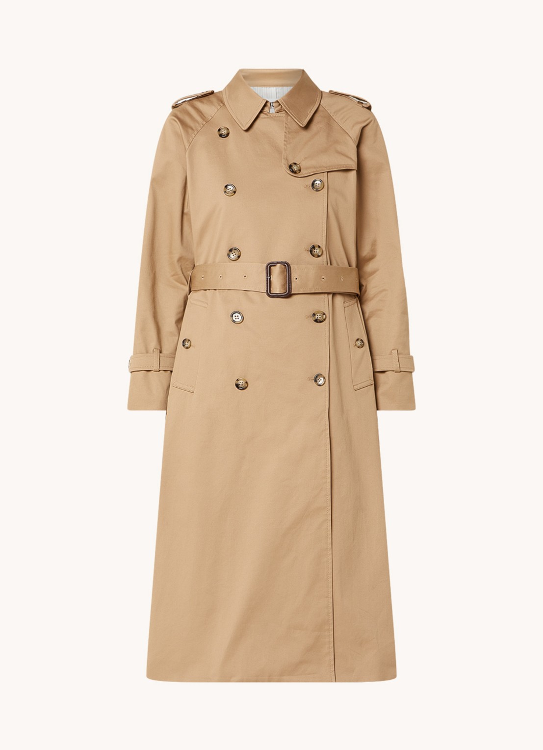 Gerard Darel Serge double-breasted trenchcoat met ceintuur - voorkant 2 camel