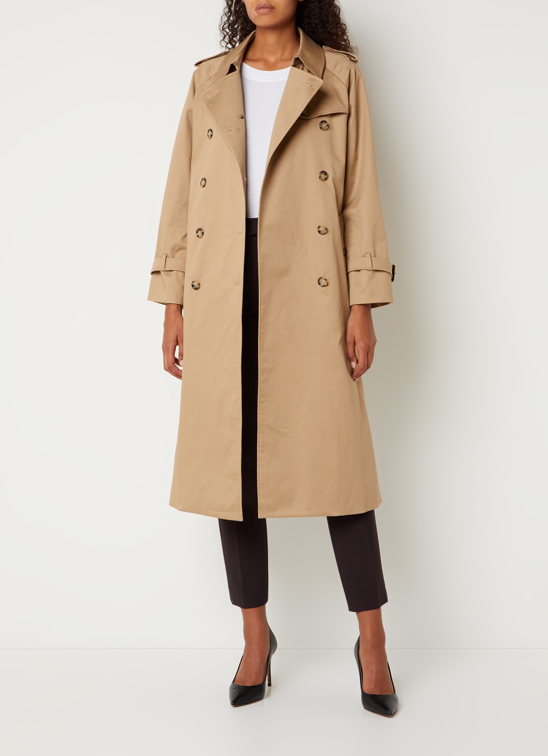 Gerard Darel Serge double-breasted trenchcoat met ceintuur - voorkant 3 camel