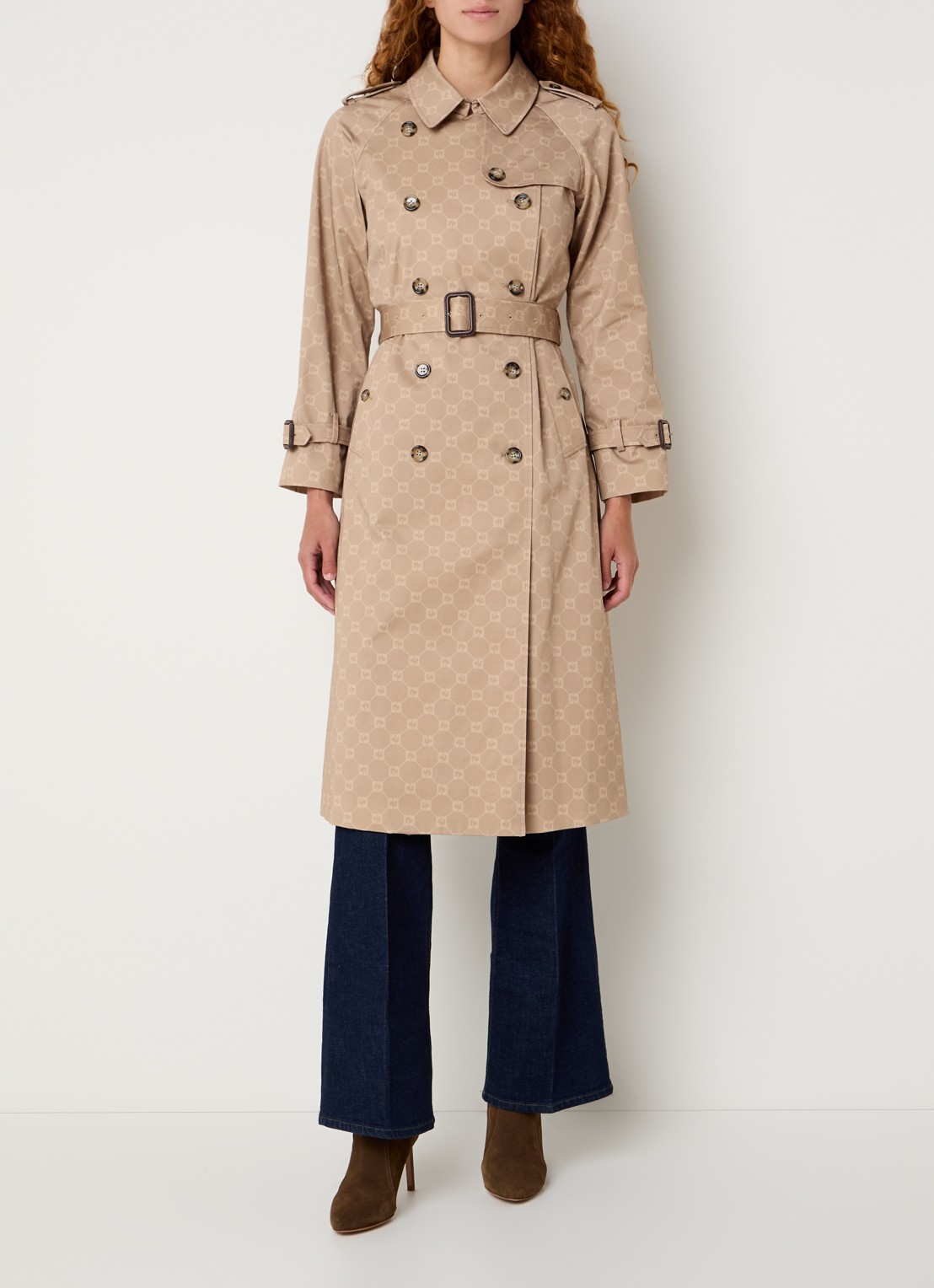Gerard Darel Serge double-breasted trenchcoat met logoprint en ceintuur - detail 2 beige
