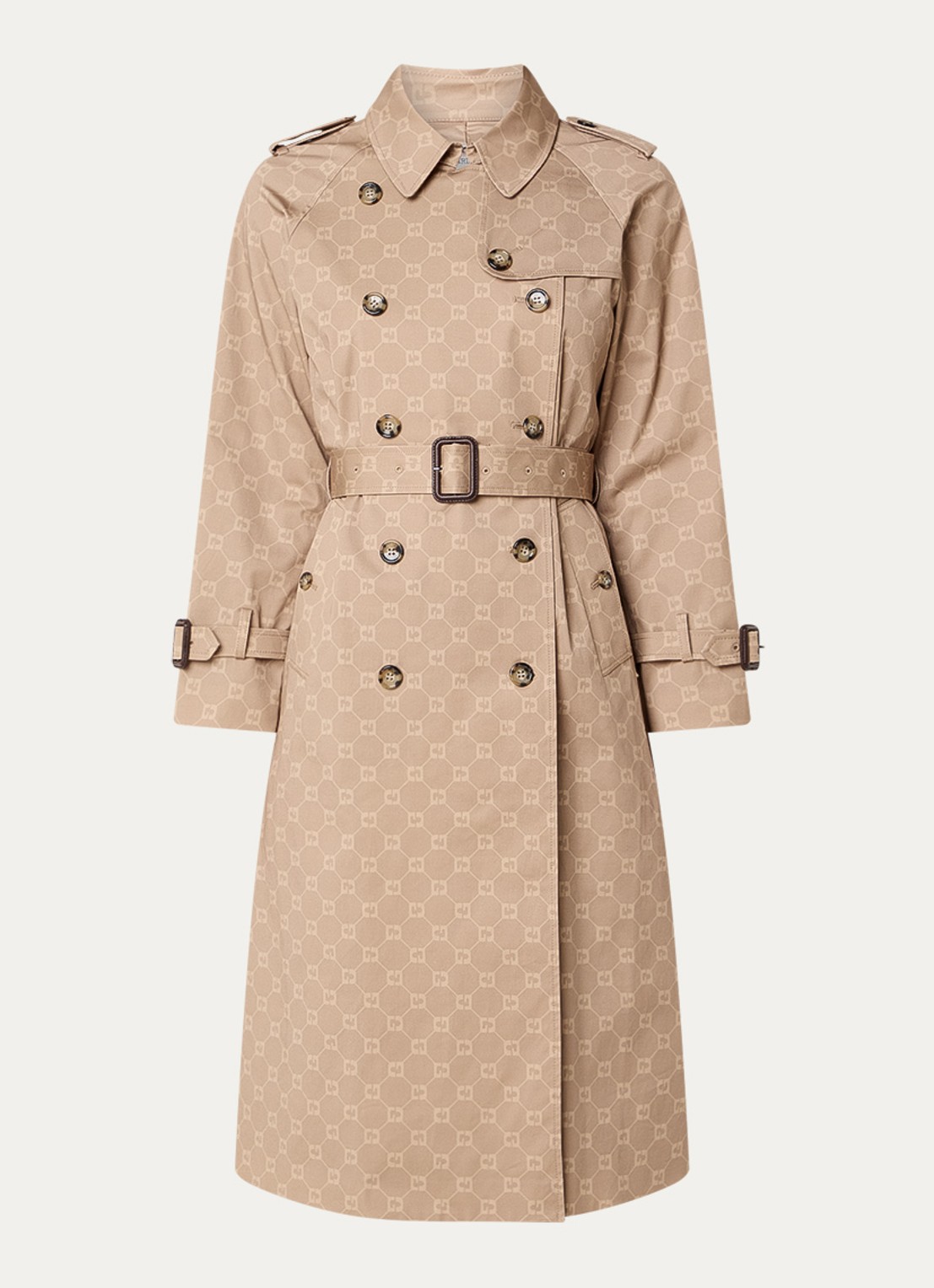 Gerard Darel Serge double-breasted trenchcoat met logoprint en ceintuur - voorkant 3 beige