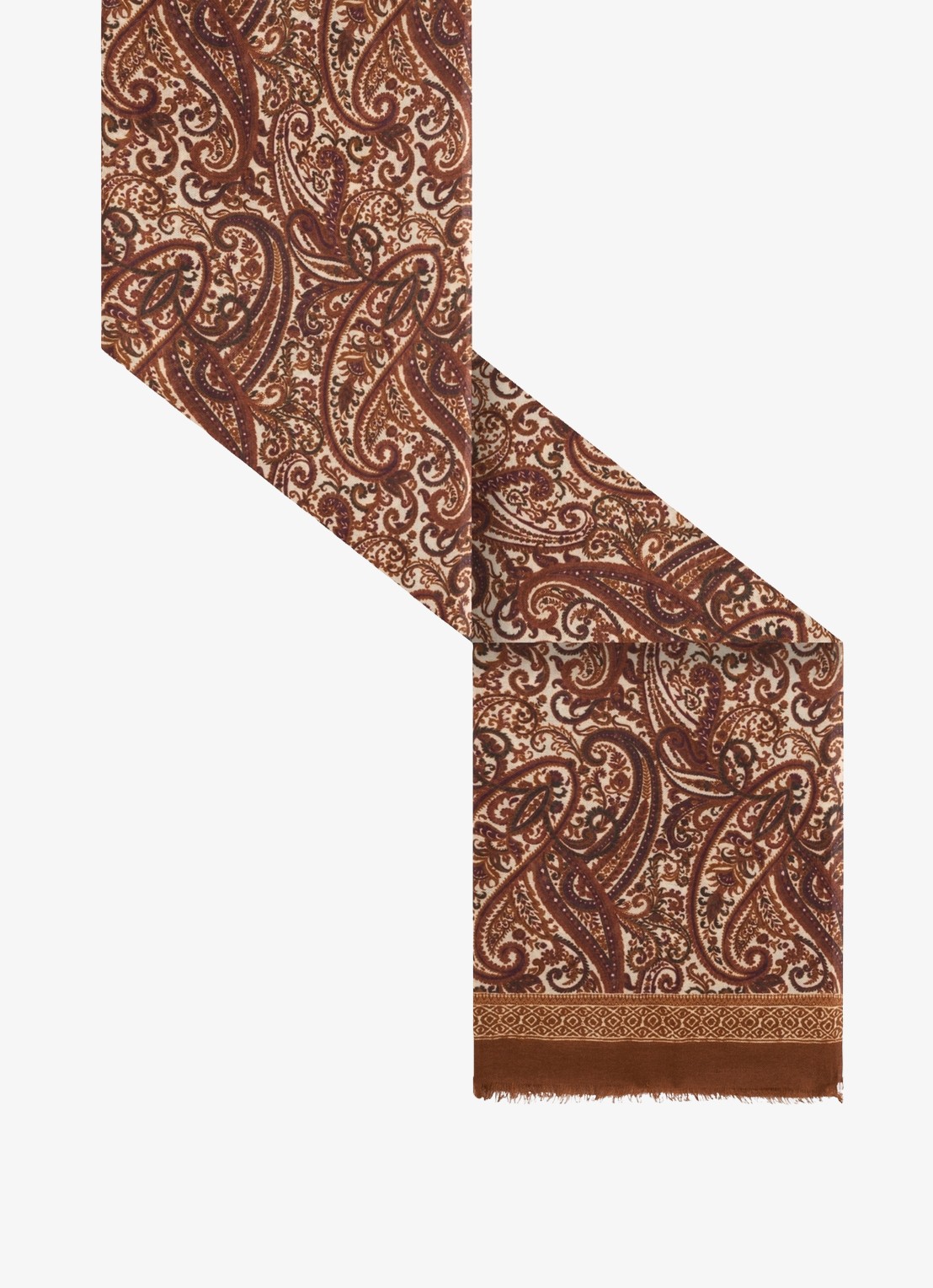 Gerard Darel Sheila sjaal van wol en zijde met paisley dessin - detail camel