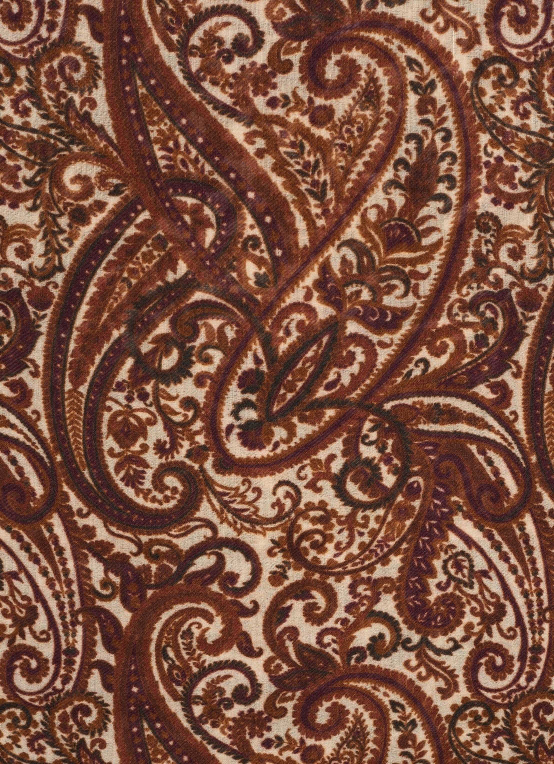 Gerard Darel Sheila sjaal van wol en zijde met paisley dessin - detail 2 camel