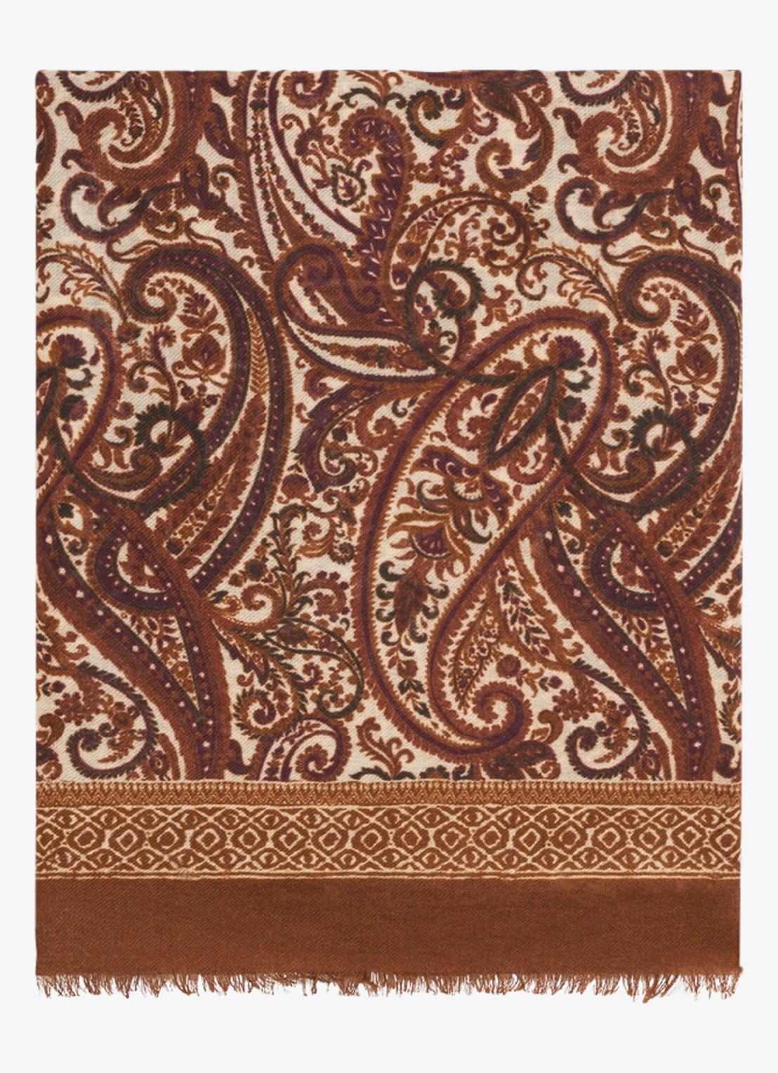 Gerard Darel Sheila sjaal van wol en zijde met paisley dessin - voorkant 3 camel