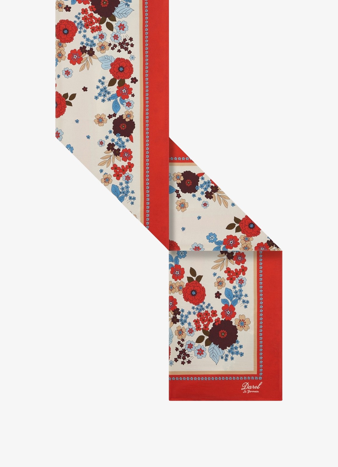 Gerard Darel Siena sjaal van zijde met bloemenprint - detail 2 creme