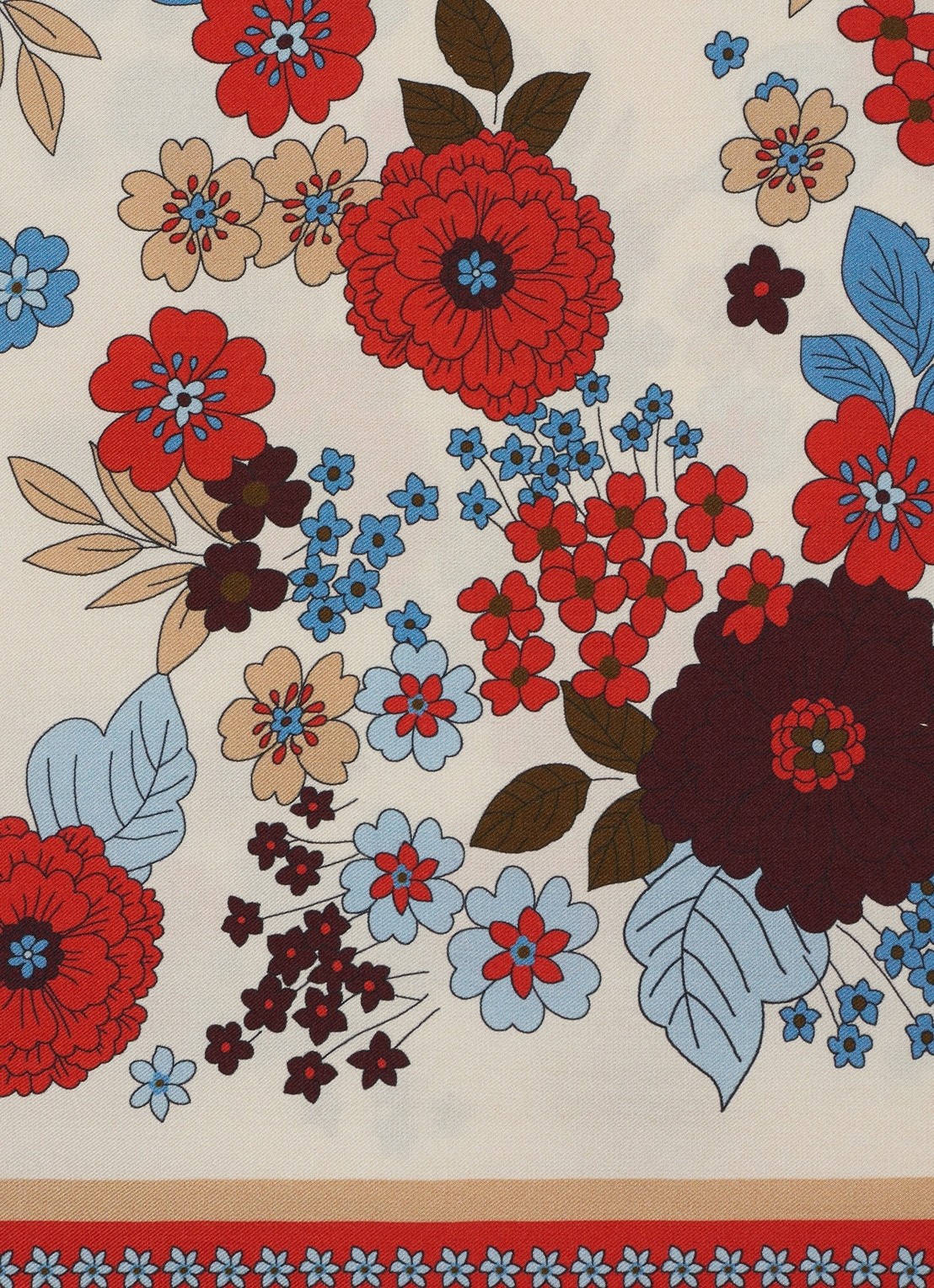 Gerard Darel Siena sjaal van zijde met bloemenprint - detail 3 creme