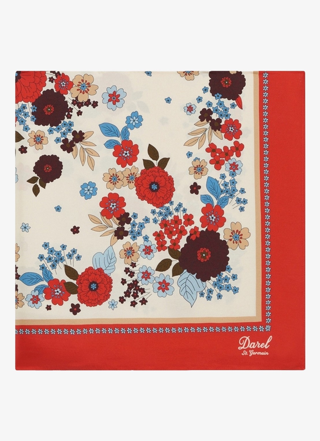 Gerard Darel Siena sjaal van zijde met bloemenprint - voorkant creme