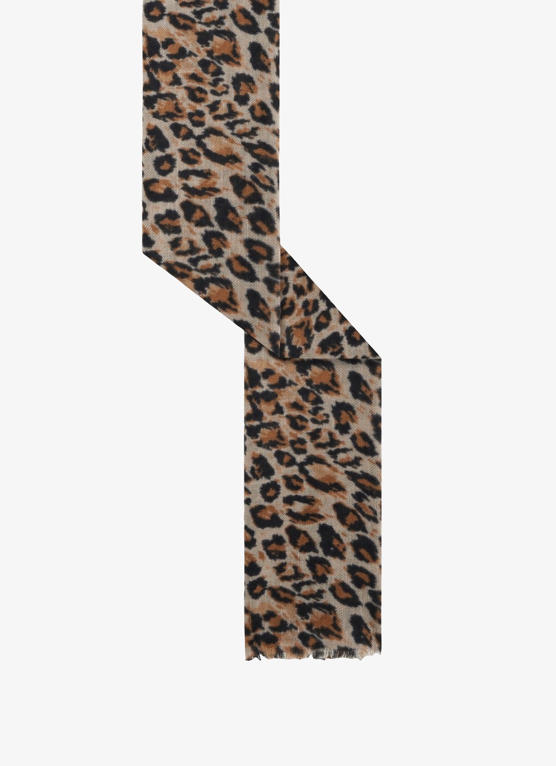 Gerard Darel Silia sjaal van wol en kasjmier met dierenprint - detail bruin