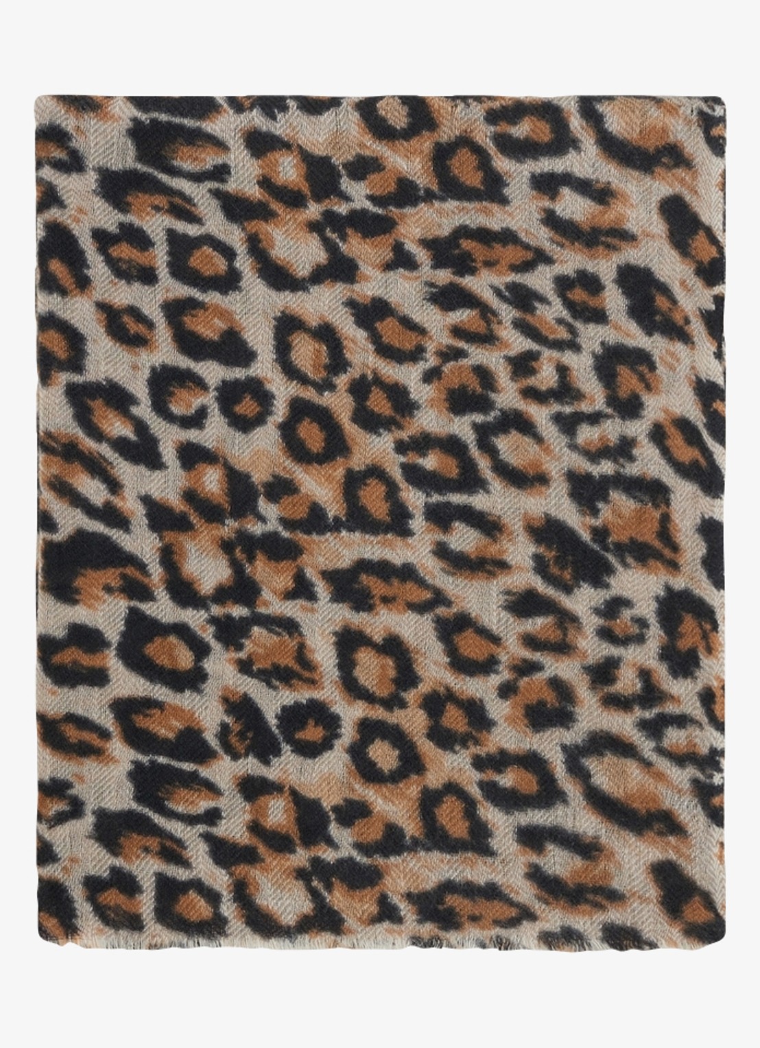 Gerard Darel Silia sjaal van wol en kasjmier met dierenprint - voorkant 3 bruin