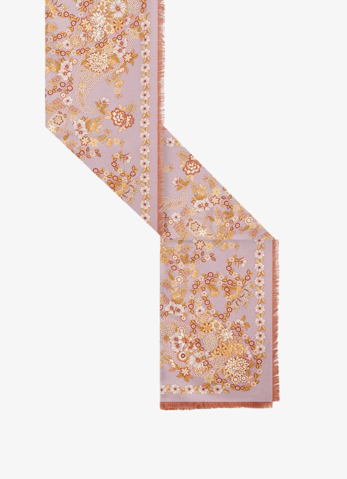Gerard Darel Siloe sjaal van zijde met bloemenprint - detail 2 roze