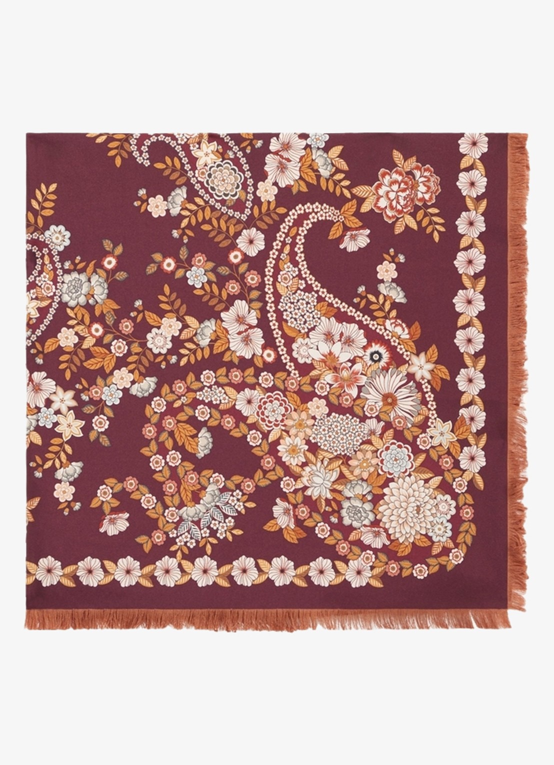 Gerard Darel Siloe sjaal van zijde met bloemenprint - voorkant roze
