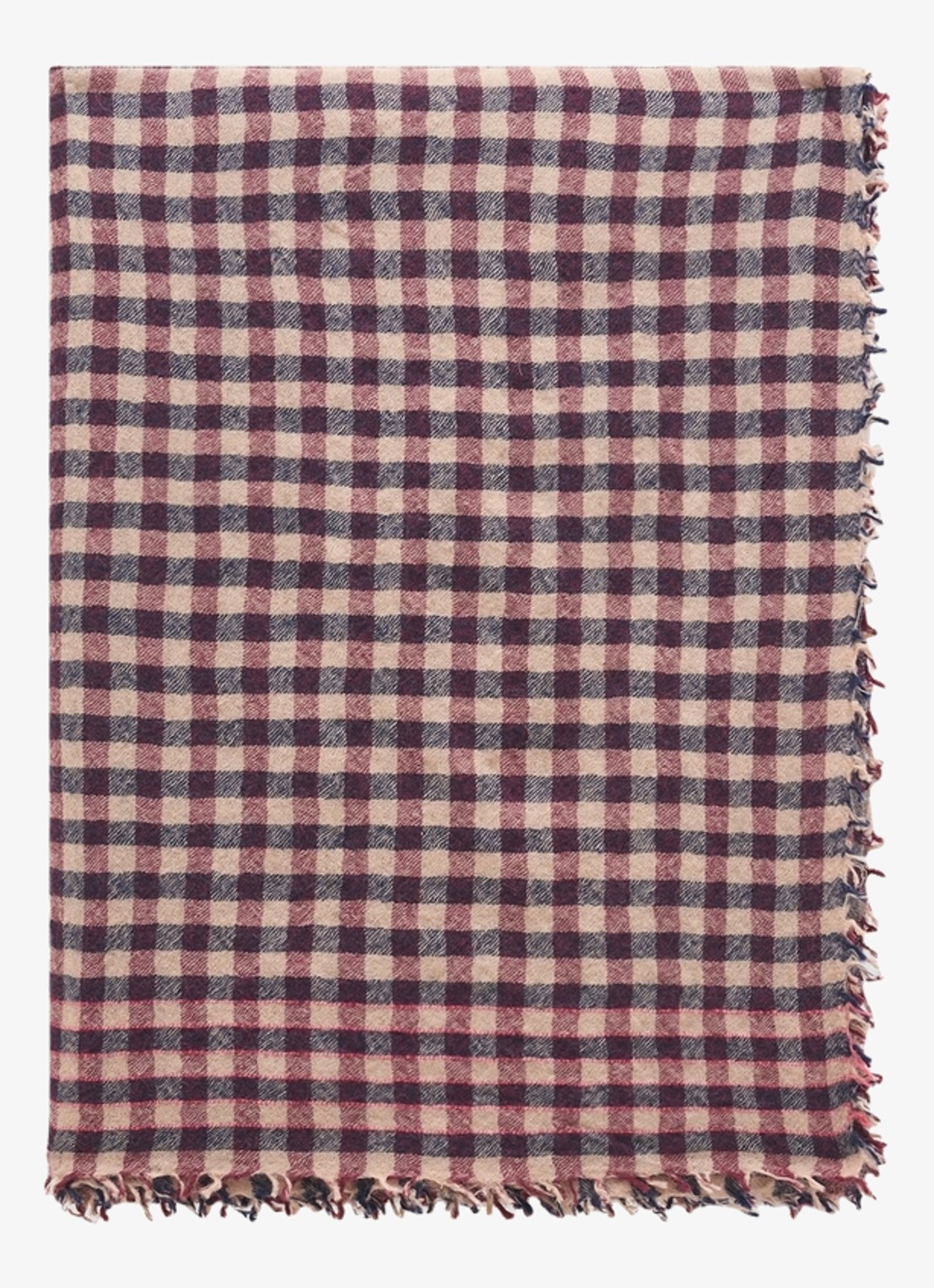 Gerard Darel Silvia sjaal van wol met ruit dessin - voorkant bordeauxrood