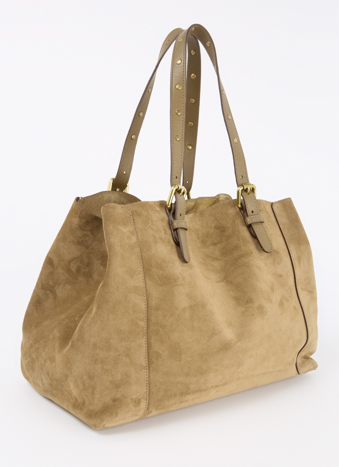 Gerard Darel Simple Bag shopper van suède met uitneembaar etui - achterkant 4 camel