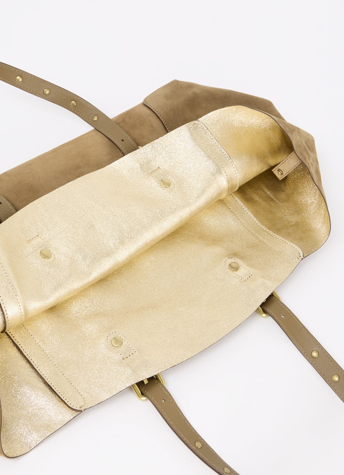 Gerard Darel Simple Bag shopper van suède met uitneembaar etui - detail 2 camel