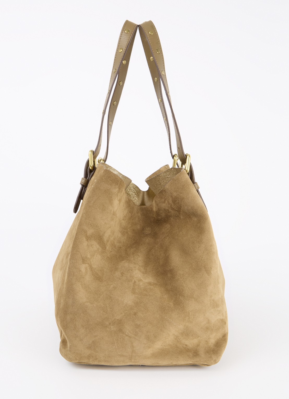 Gerard Darel Simple Bag shopper van suède met uitneembaar etui - detail 3 camel