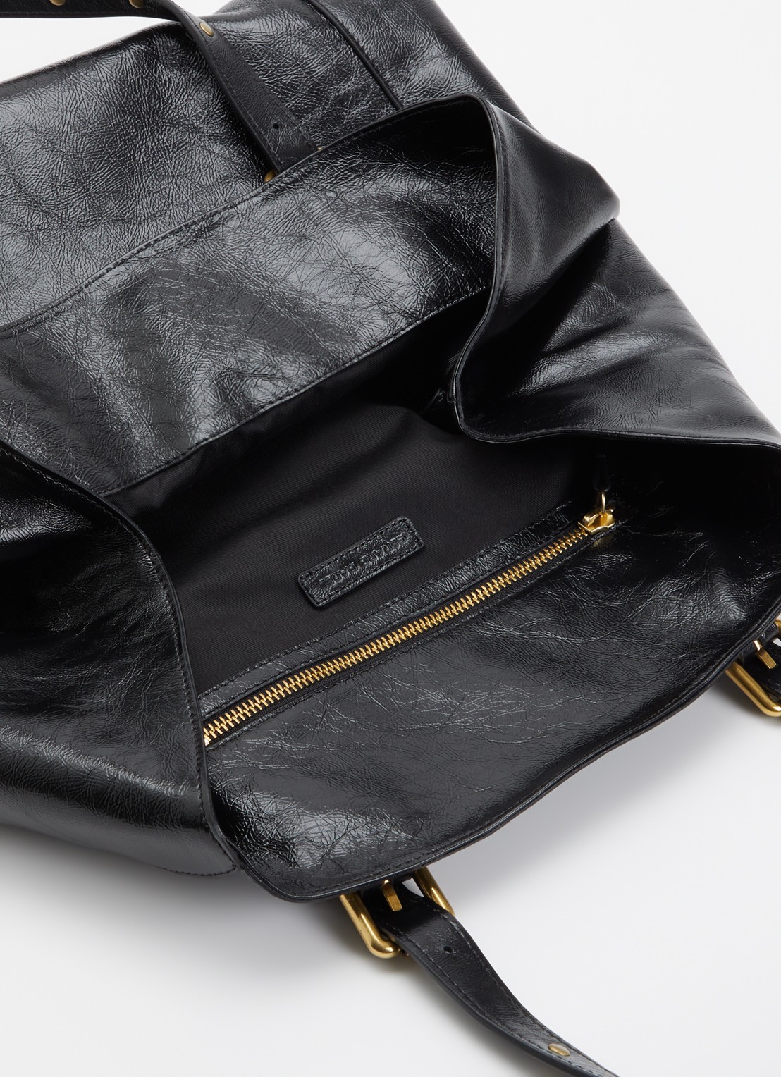 Gerard Darel Simple schoudertas van leer met structuur - detail 2 zwart
