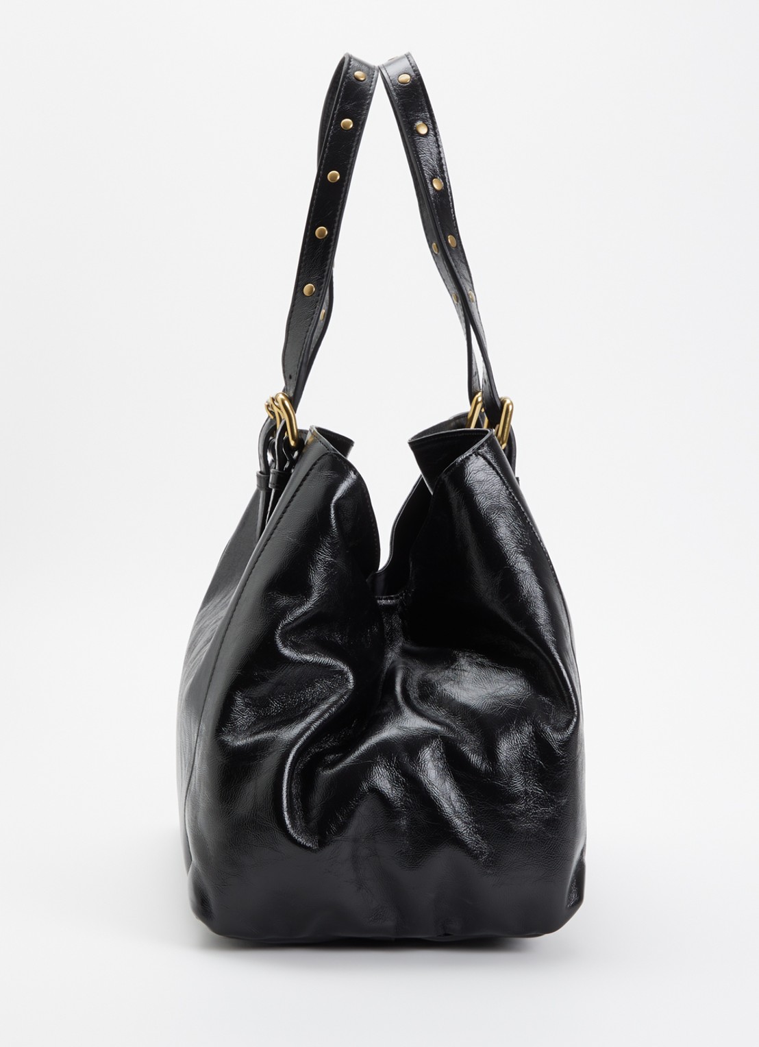 Gerard Darel Simple schoudertas van leer met structuur - detail 3 zwart