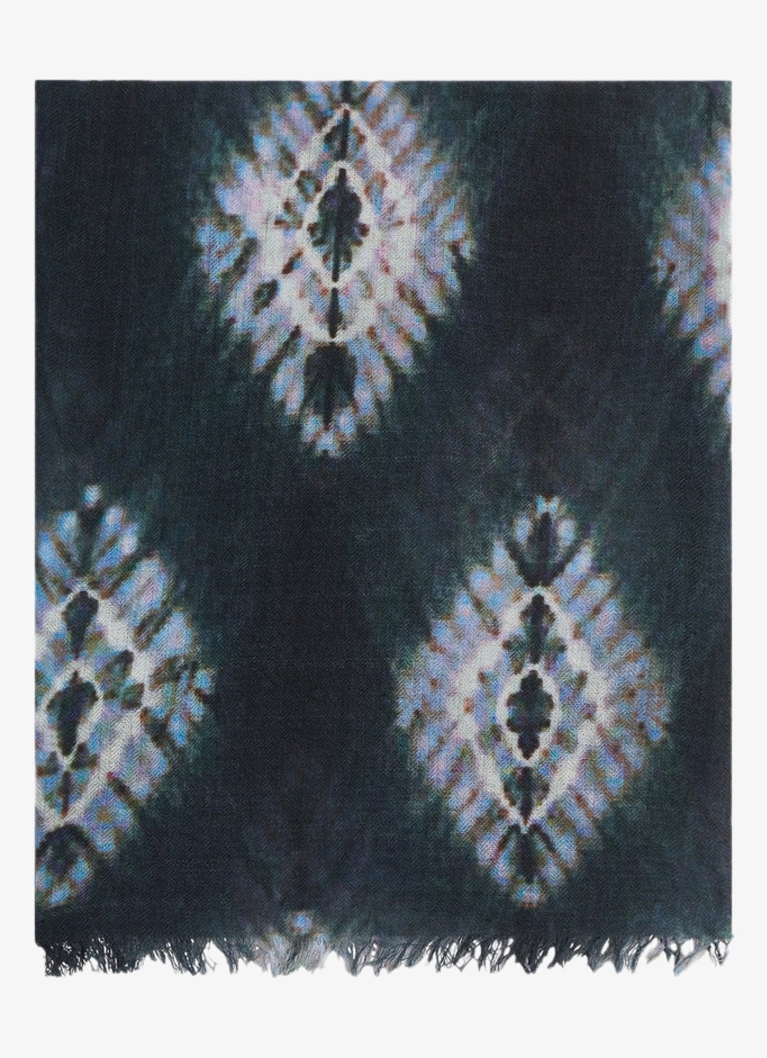 Gerard Darel Sina sjaal van wol met tie-dye dessin - voorkant 3 donkergroen