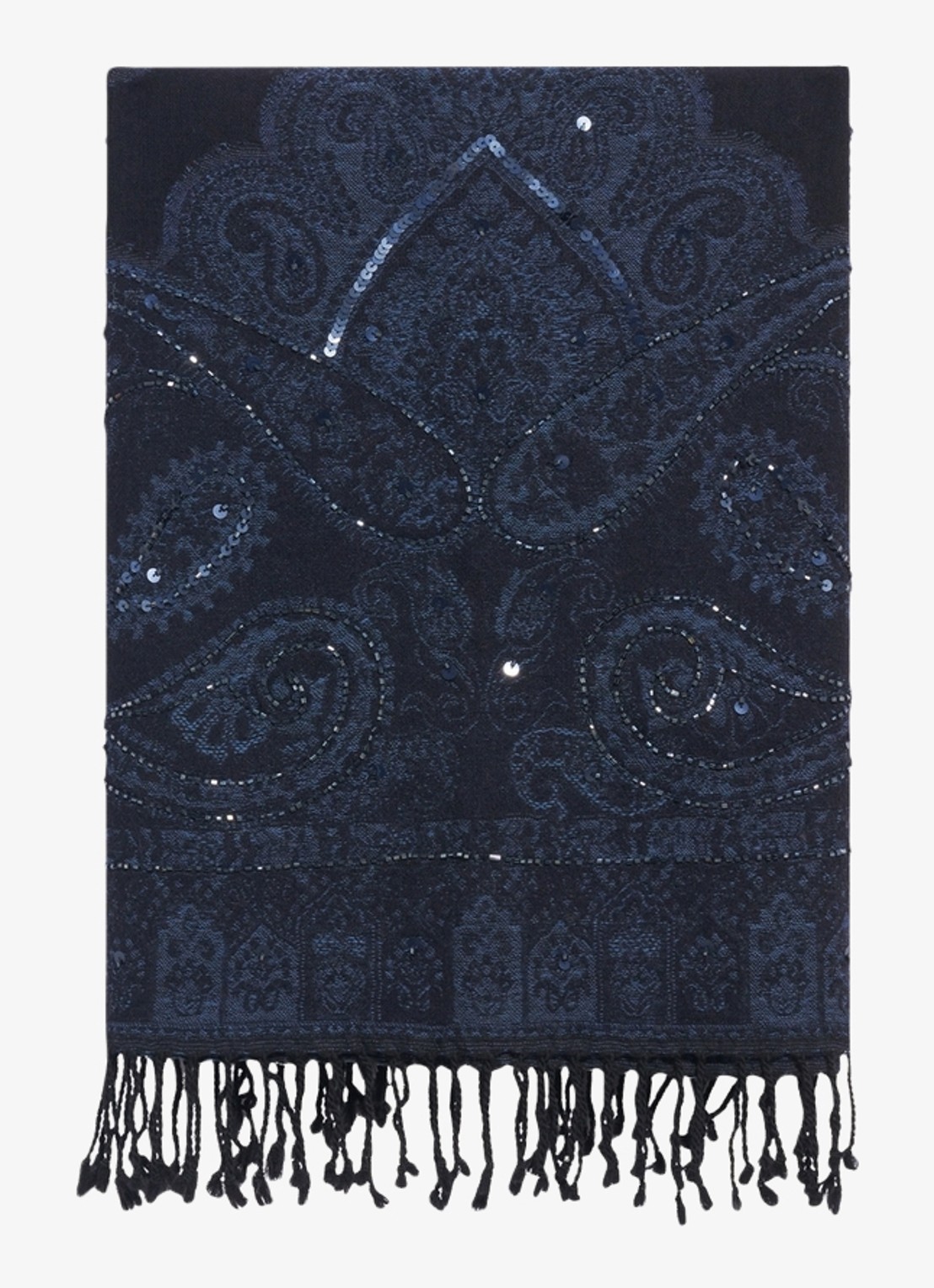 Gerard Darel Sirine sjaal van wol met pailetten - voorkant blauw