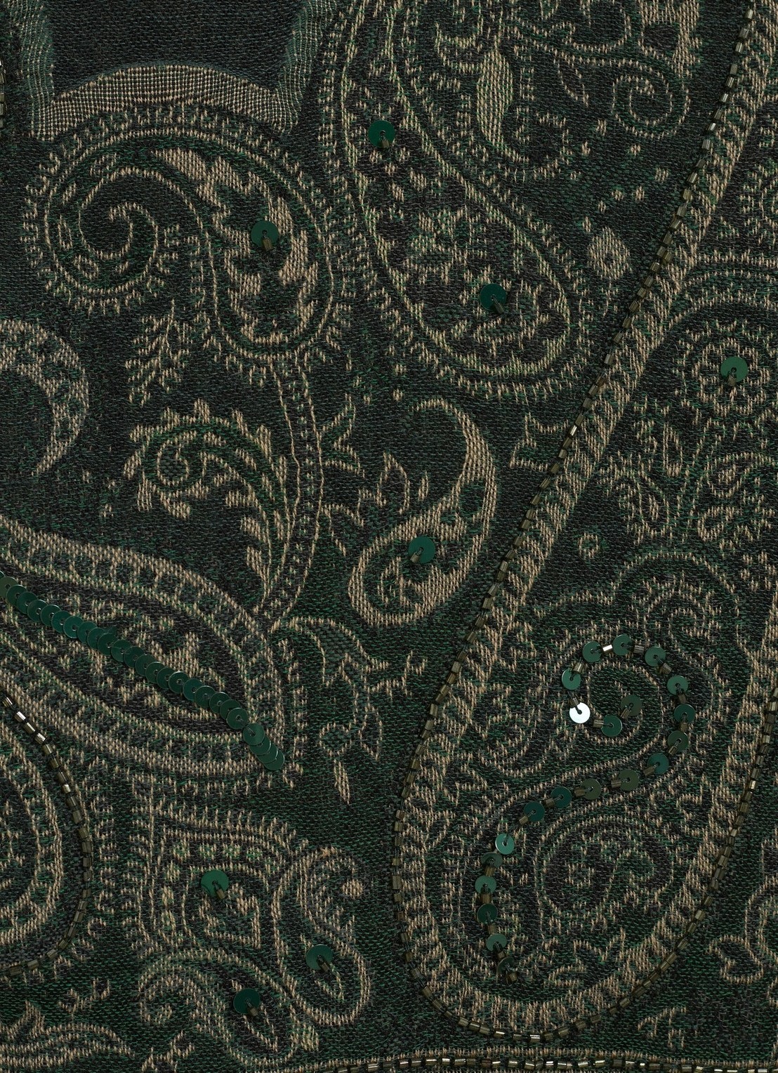 Gerard Darel Sirine sjaal van wol met pailetten - detail 3 mosgroen
