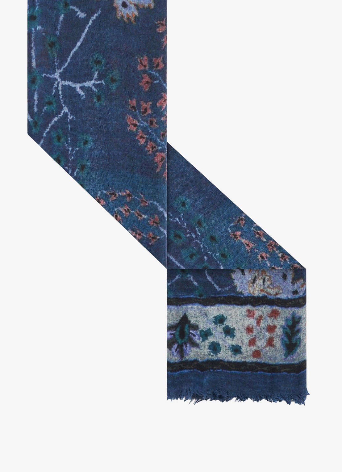Gerard Darel Sissy sjaal van wol met grafische print - detail 2 blauw