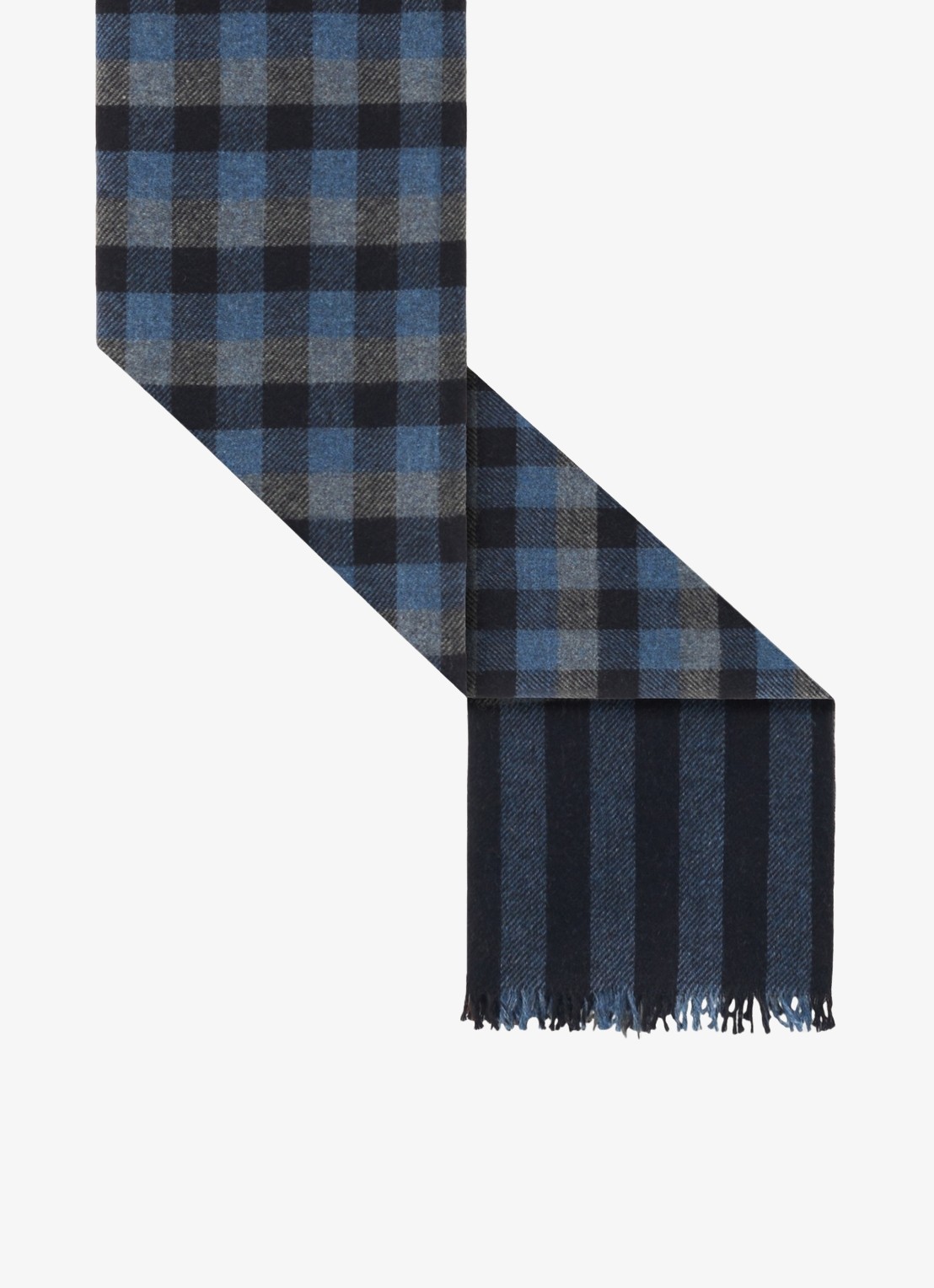 Gerard Darel Sissy sjaal van wol met ruitdessin - detail blauw