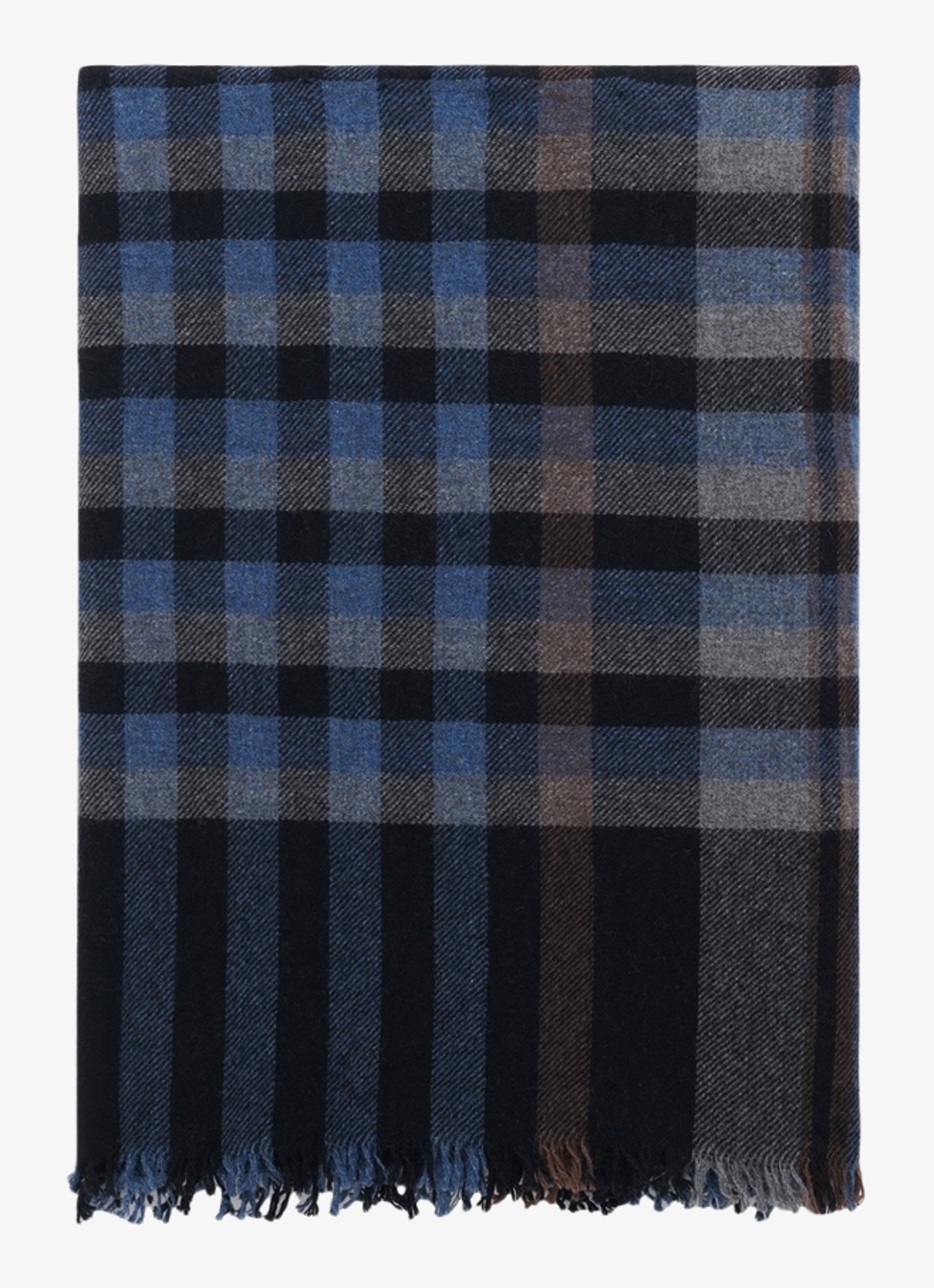 Gerard Darel Sissy sjaal van wol met ruitdessin - voorkant 3 blauw