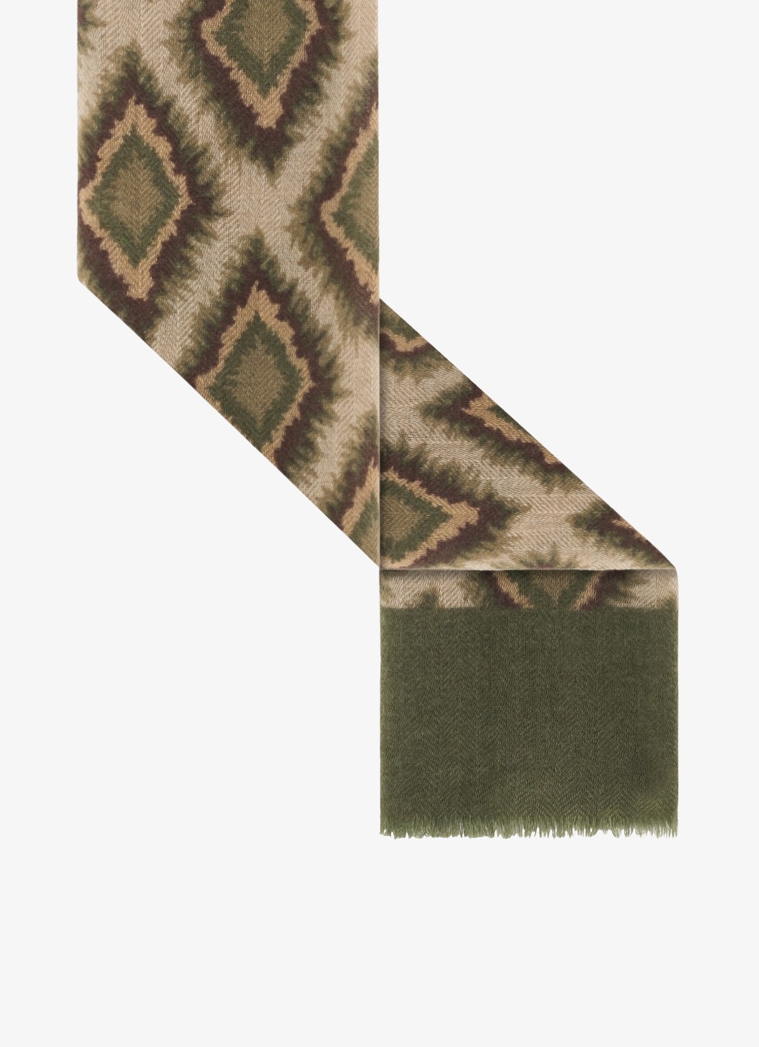Gerard Darel Sofia sjaal van wol en kasjmier met grafische print - detail groen