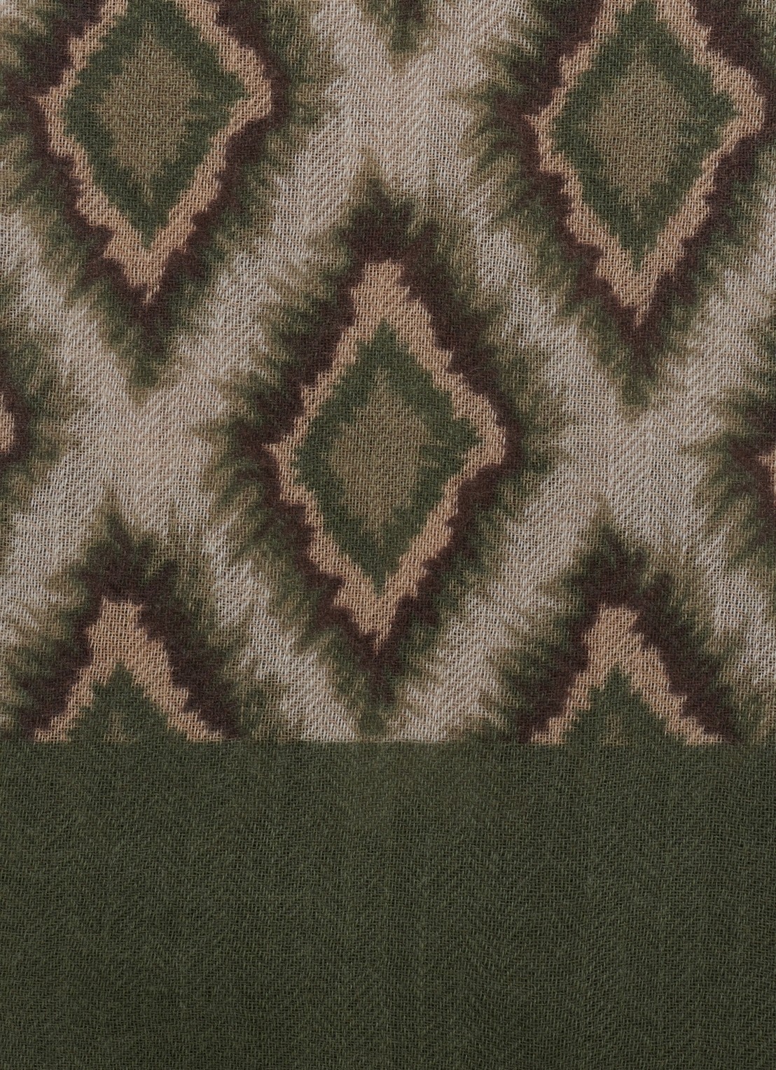 Gerard Darel Sofia sjaal van wol en kasjmier met grafische print - detail 2 groen