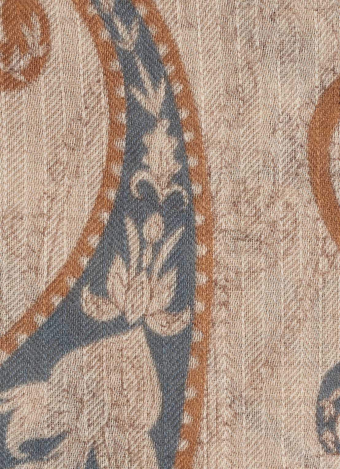Gerard Darel Soizic sjaal van wol en kasjmier met grafische print - detail 2 blauwgrijs