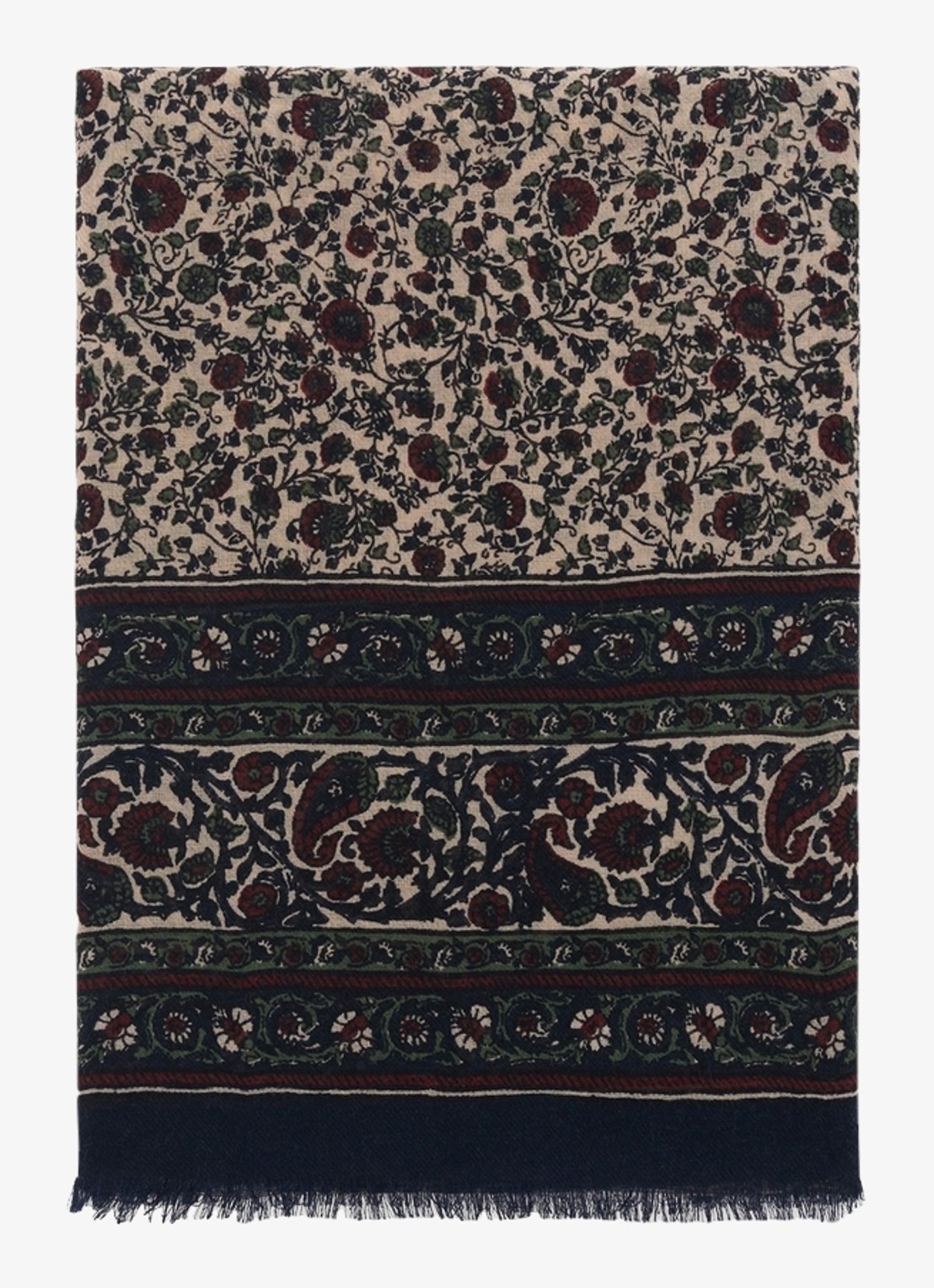 Gerard Darel Stella sjaal van wol met bloemenprint - voorkant bruin