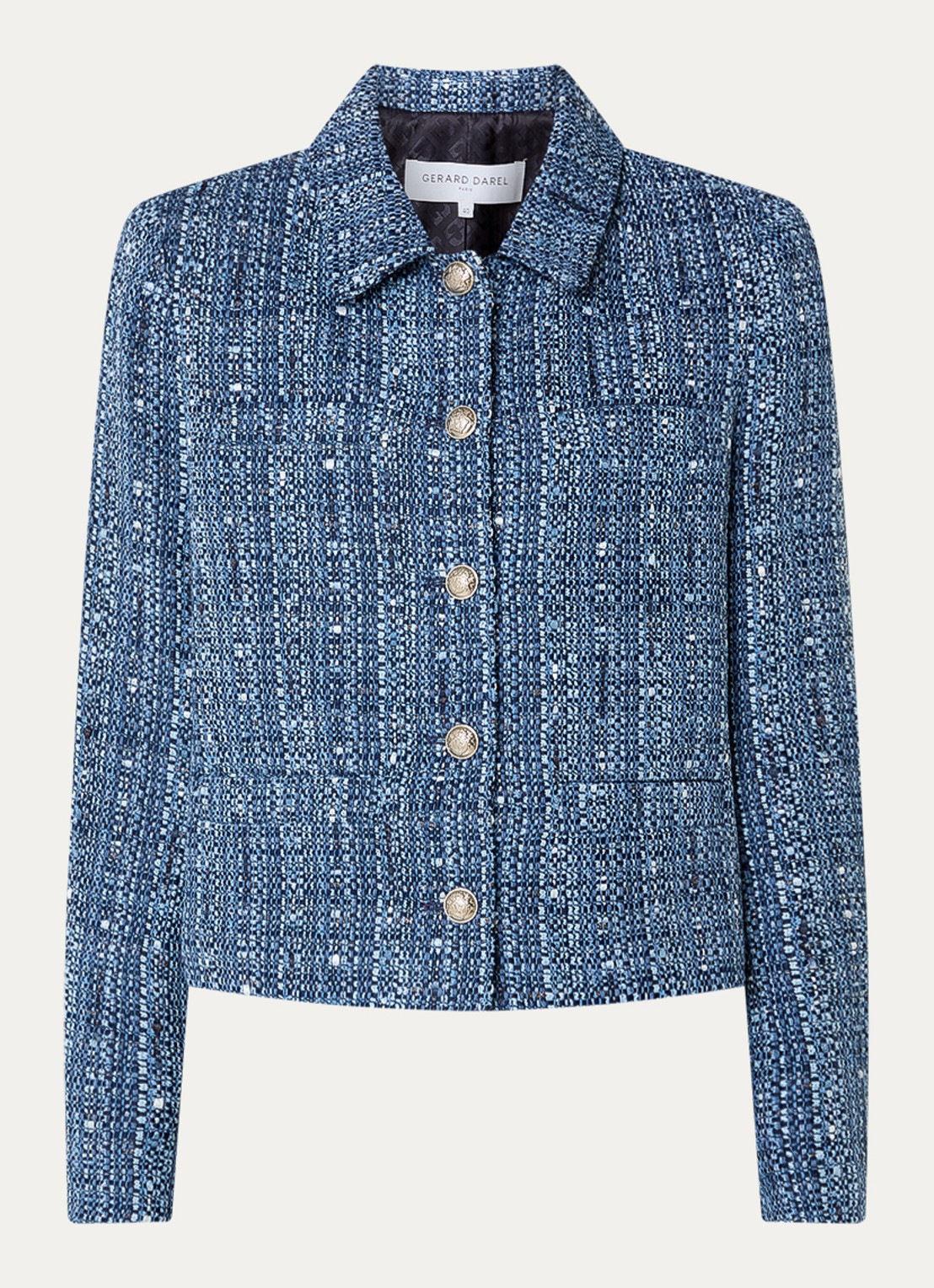 Gerard Darel Tahlia jack met tweed-look en lurex - voorkant indigo