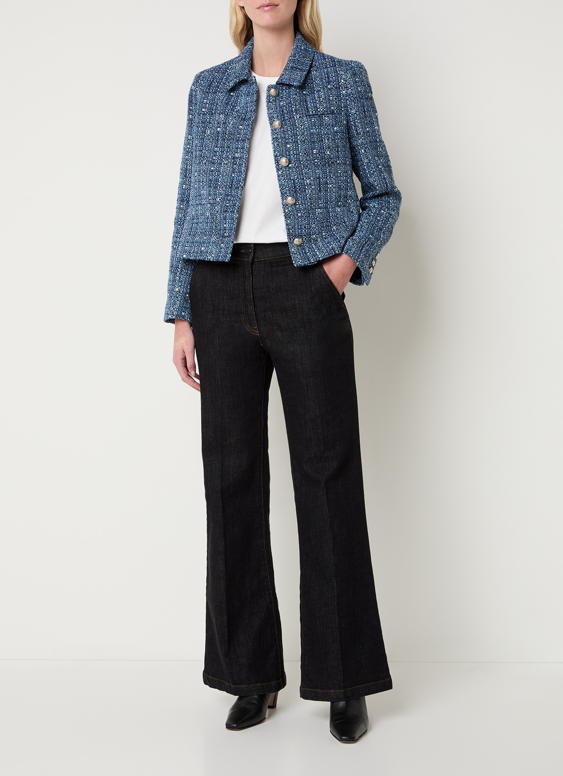 Gerard Darel Tahlia jack met tweed-look en lurex - voorkant 2 indigo