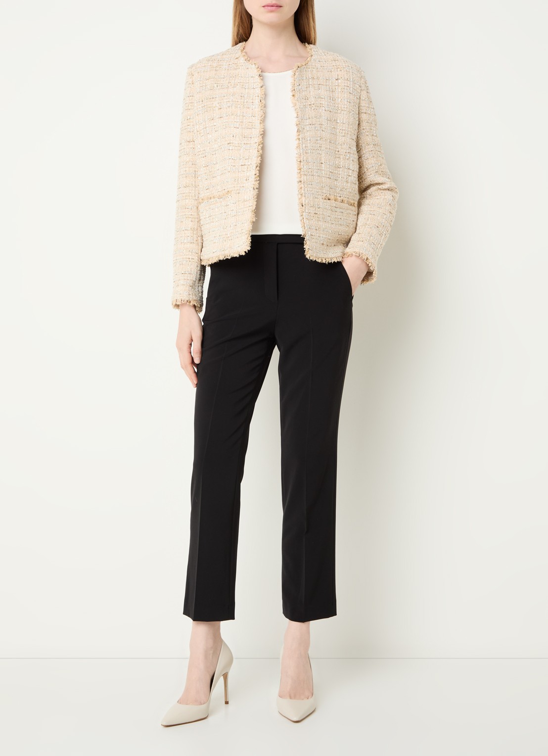 Gerard Darel Talea jack met tweed-look en lurex - voorkant 2 beige