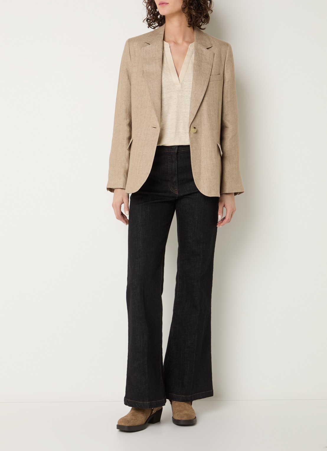 Gerard Darel Taliya blazer van linnen met klepzakken - voorkant 3 zand