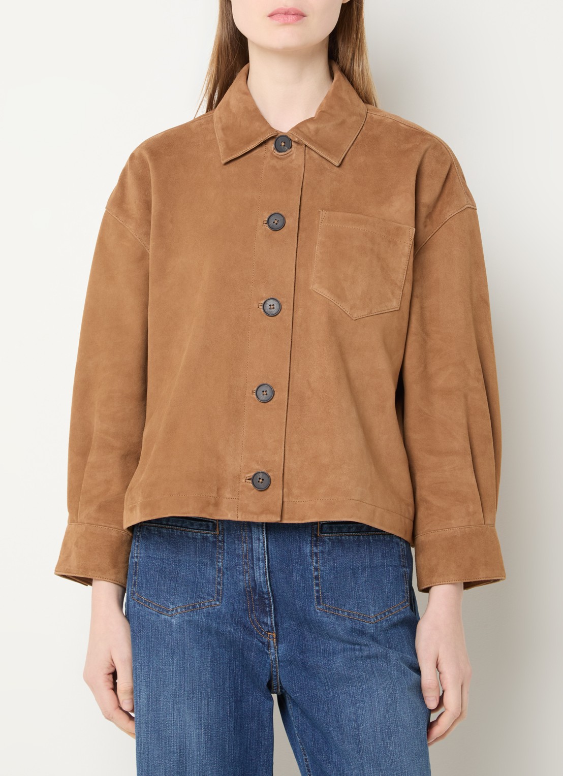 Gerard Darel Tanael jack van  geitensuède met borstzak - detail 2 cognac