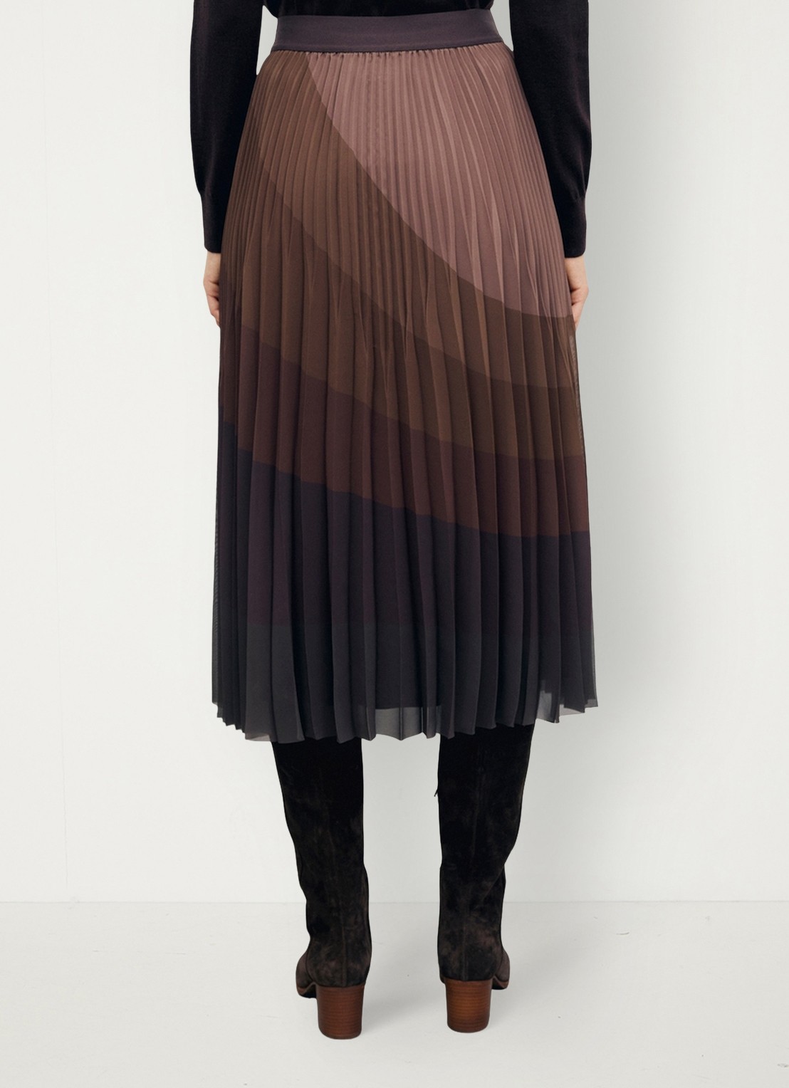 Gerard Darel Taryn midi rok met plooien - achterkant bruin