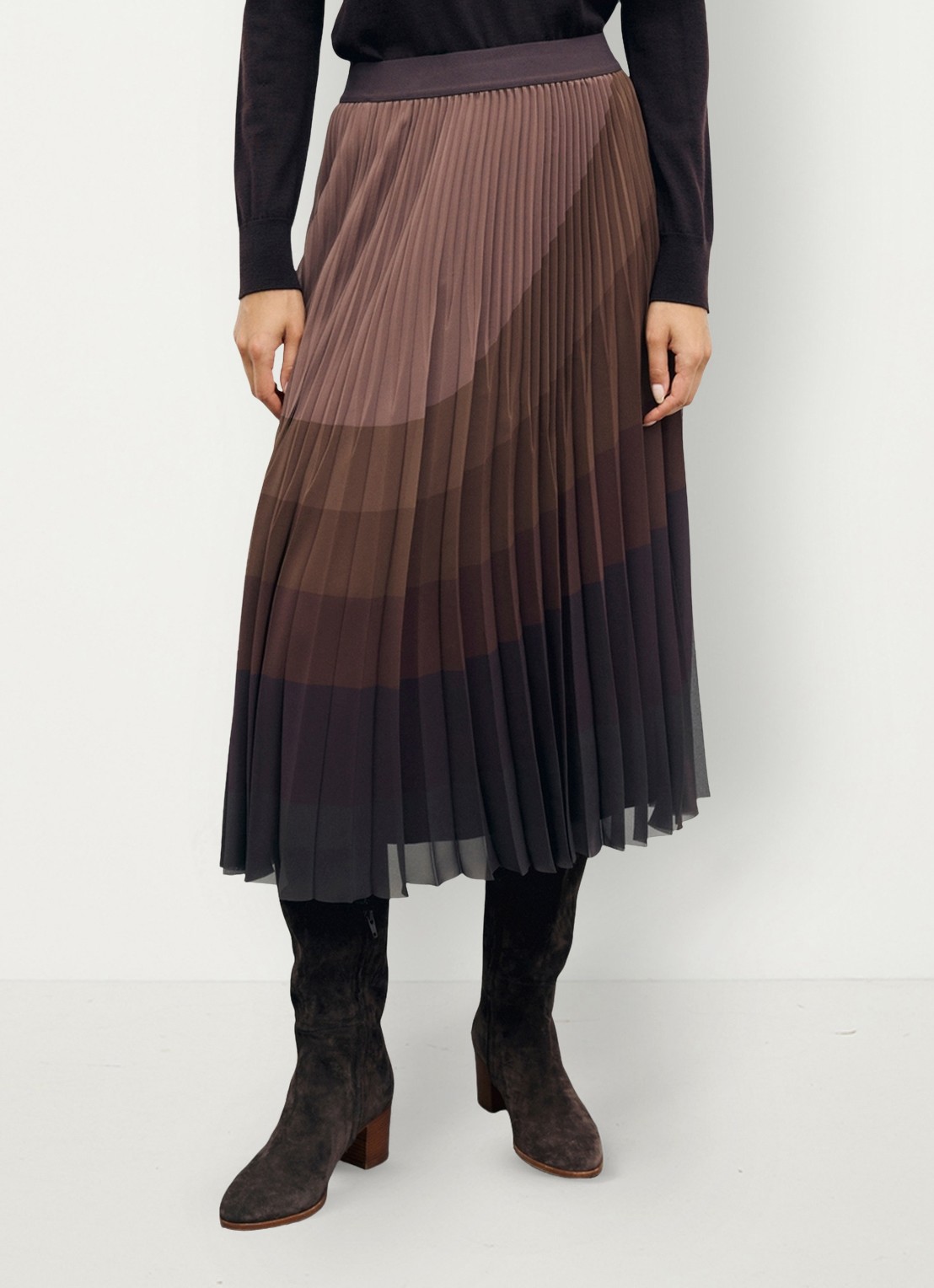 Gerard Darel Taryn midi rok met plooien - detail 5 bruin
