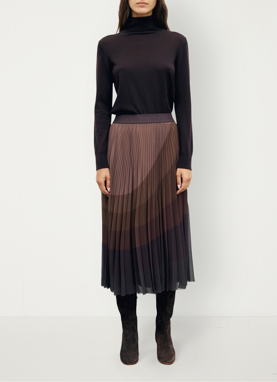 Gerard Darel Taryn midi rok met plooien - voorkant 3 bruin