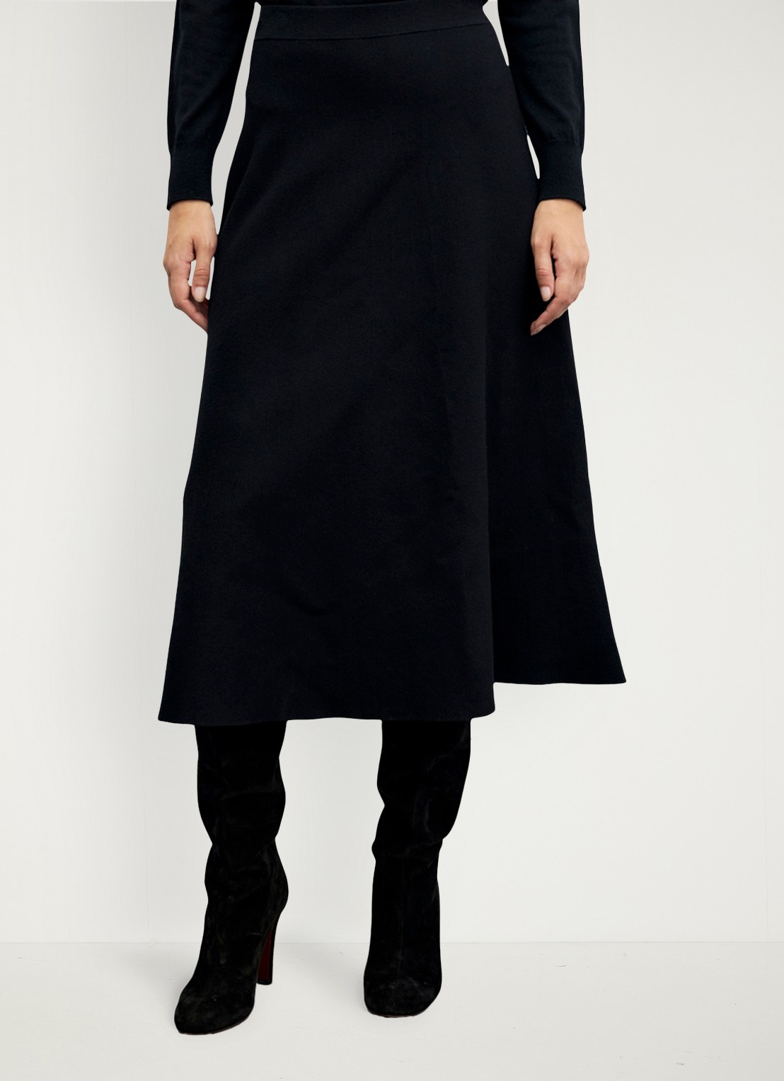 Gerard Darel Taya fijngebreide midi rok met plooien - detail 2 zwart