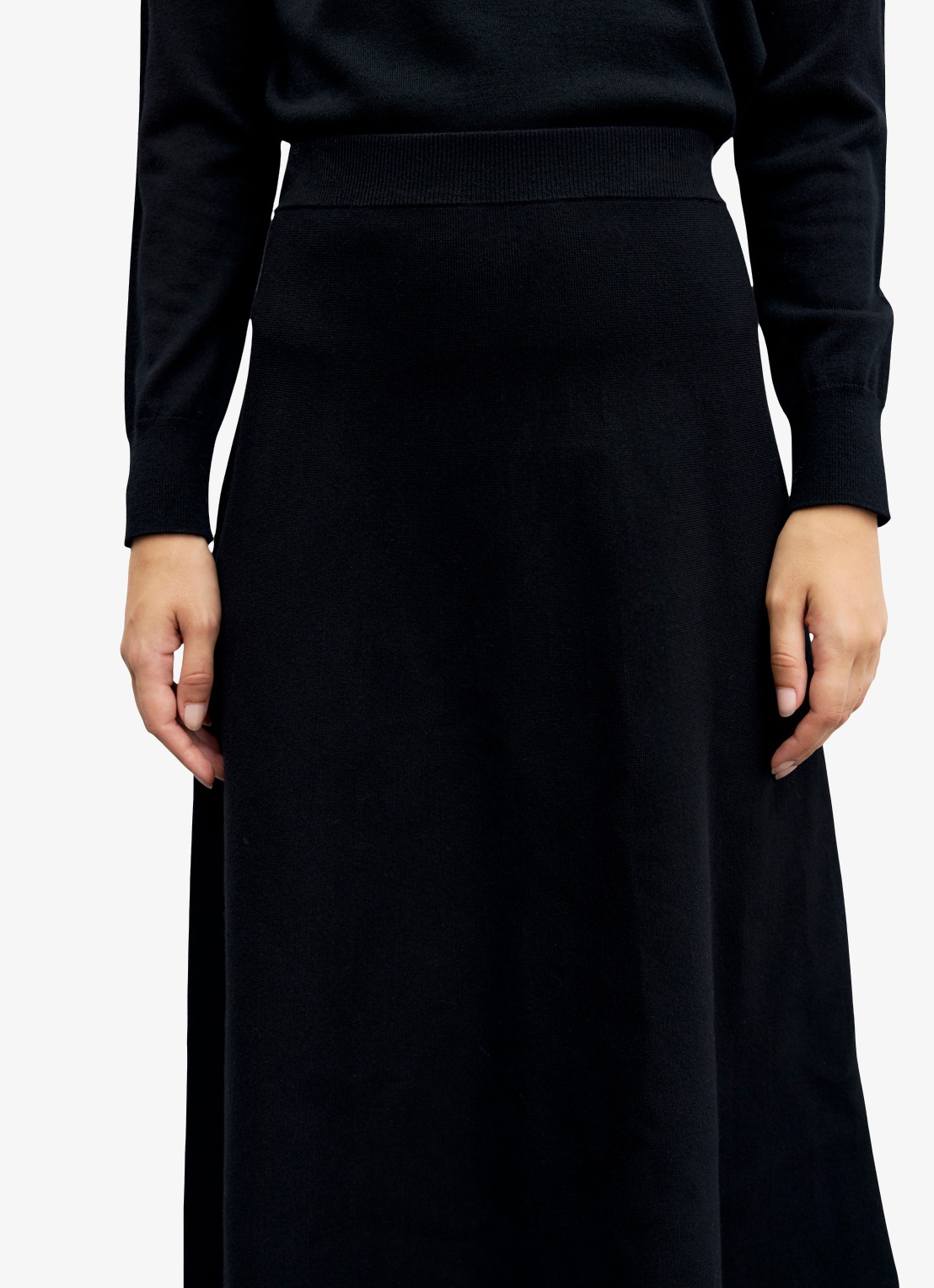 Gerard Darel Taya fijngebreide midi rok met plooien - detail 3 zwart