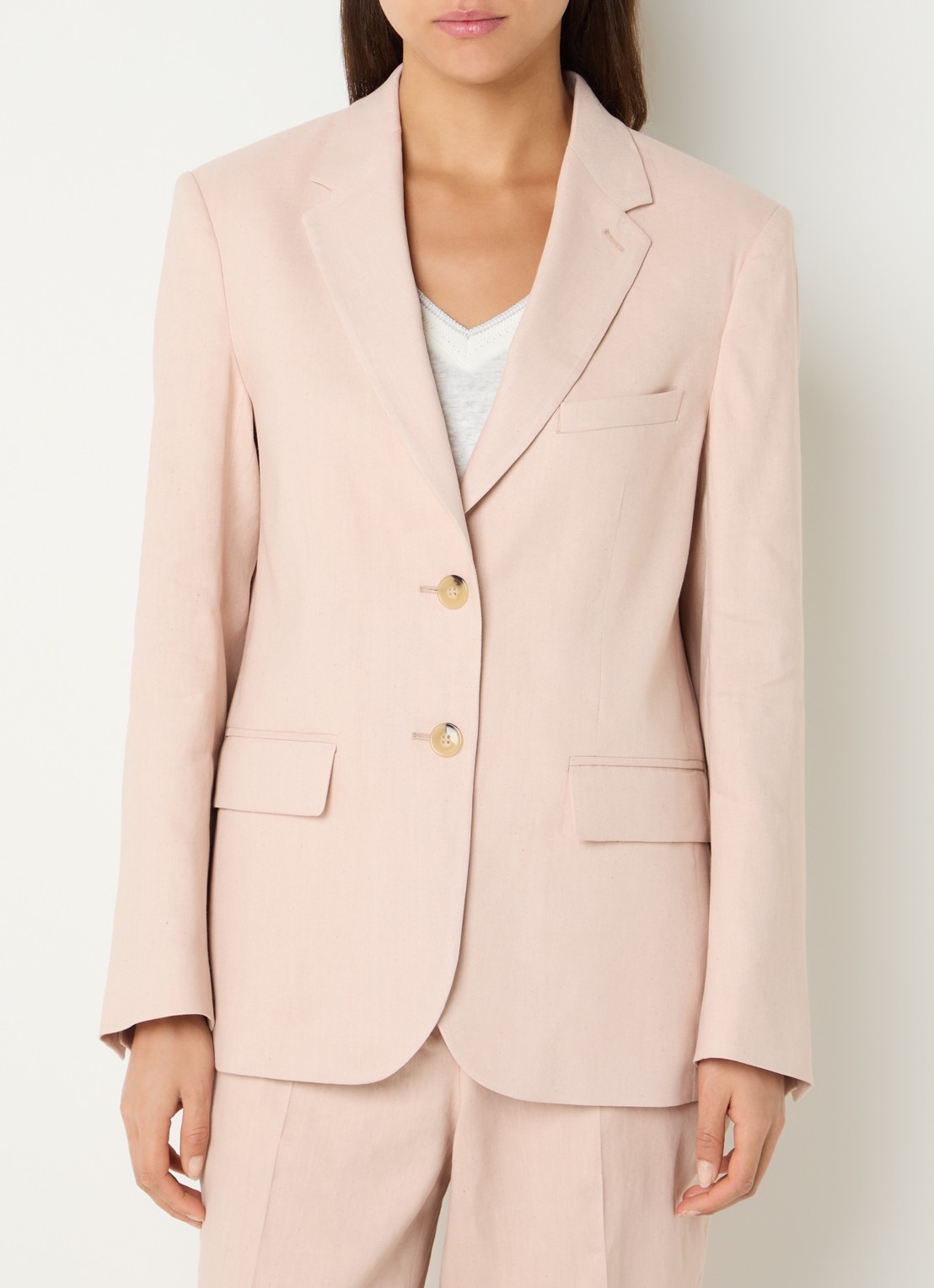 Gerard Darel Tazia blazer in linnenblend  - detail 2 lichtroze