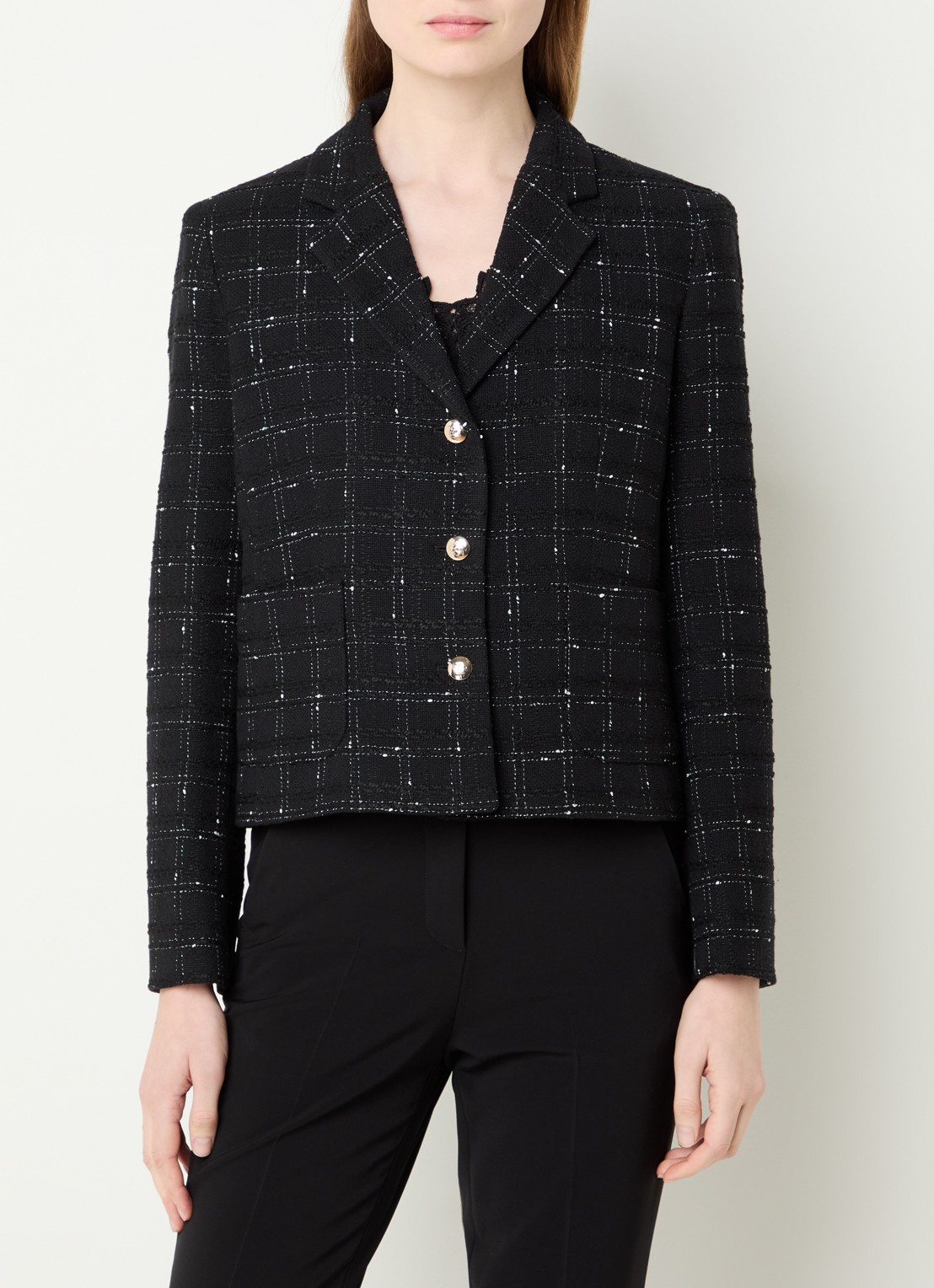 Gerard Darel Tiana blazer met tweed-look opgestikte zakken - detail 2 zwart