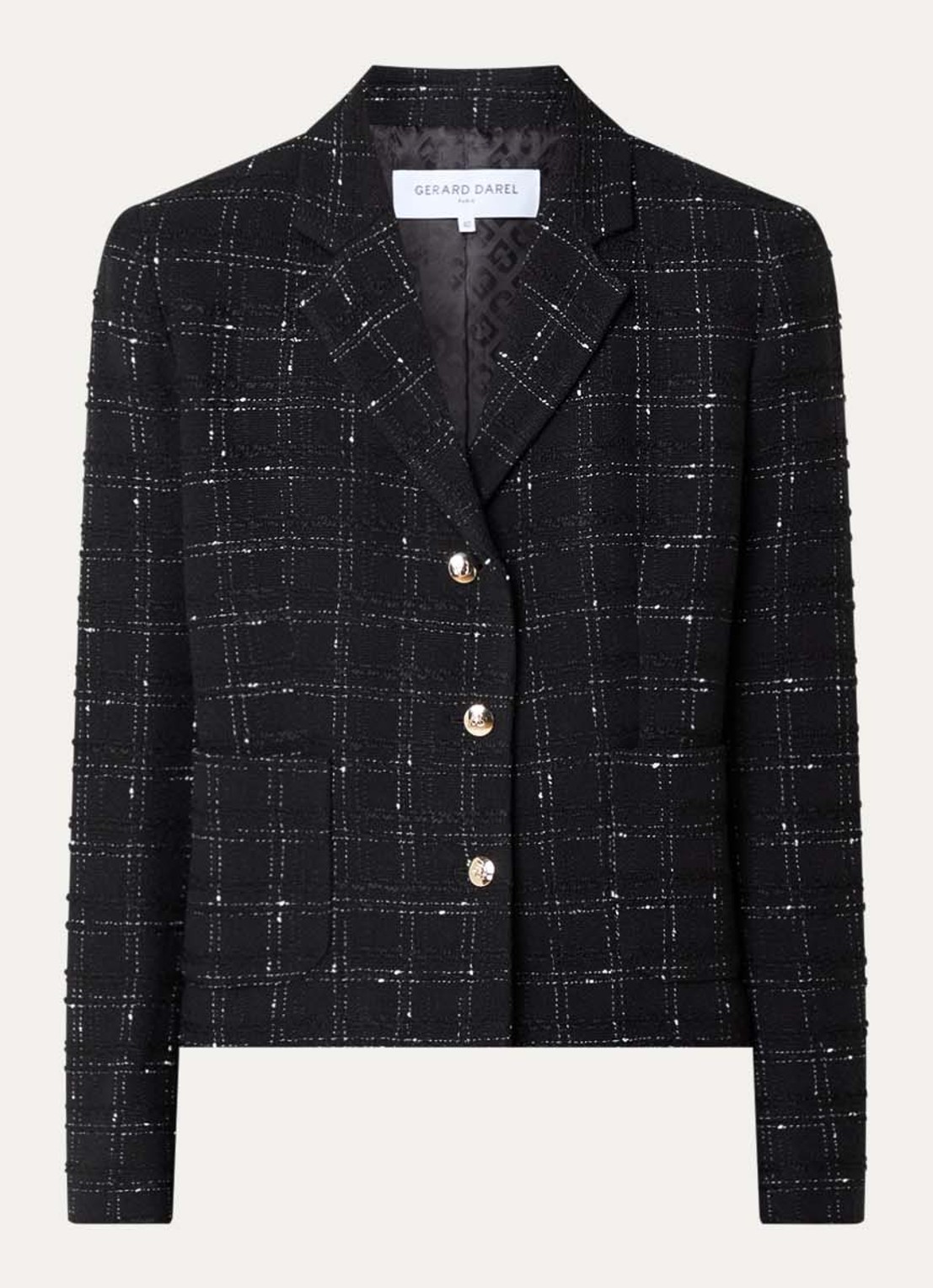 Gerard Darel Tiana blazer met tweed-look opgestikte zakken - voorkant 3 zwart
