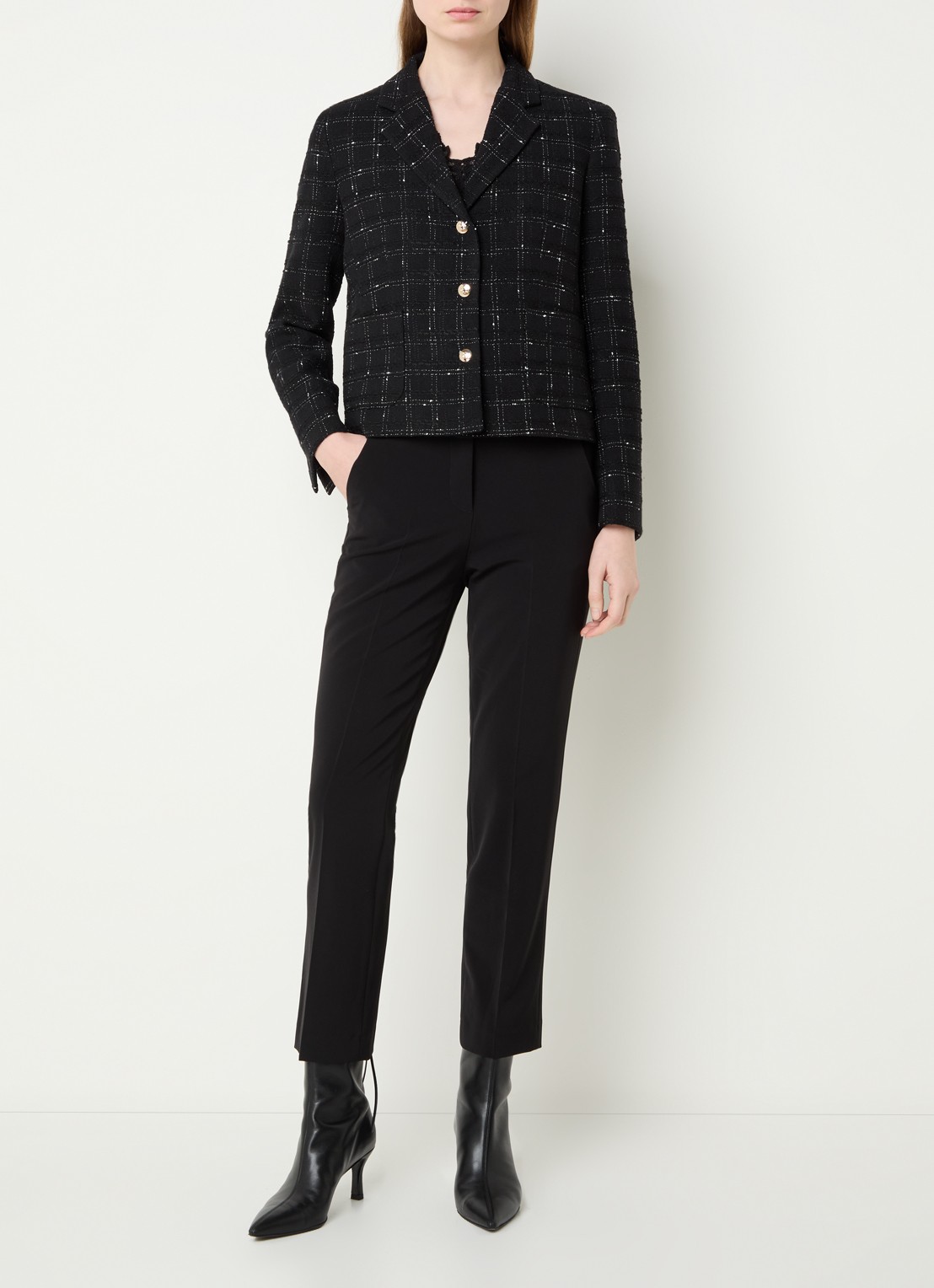 Gerard Darel Tiana blazer met tweed-look opgestikte zakken - voorkant 4 zwart